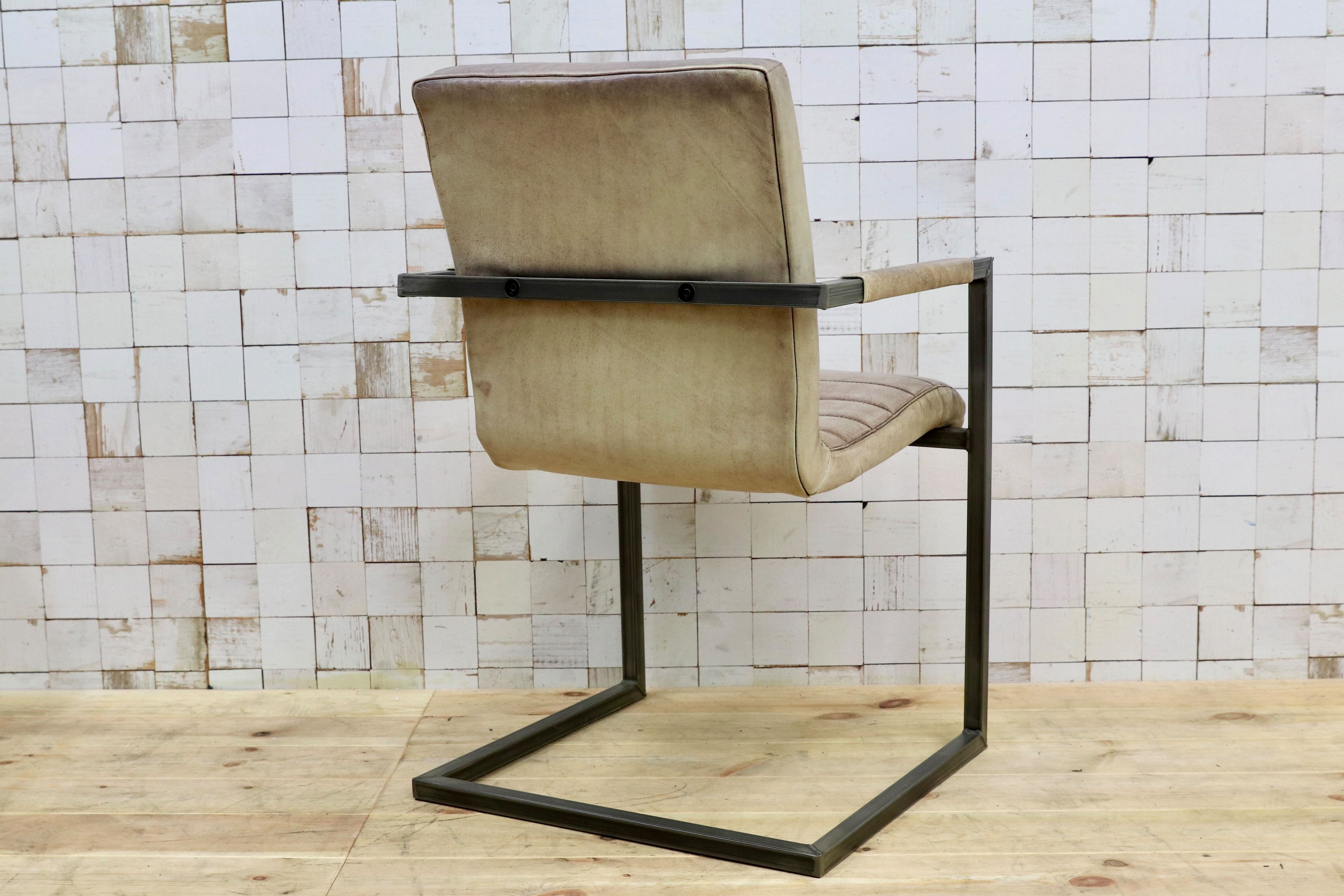 GMHH472B○PURE FURNITURE ダイニングチェア アームチェア 合皮 レザー 椅子 インダストリアル カンチレバーチェア