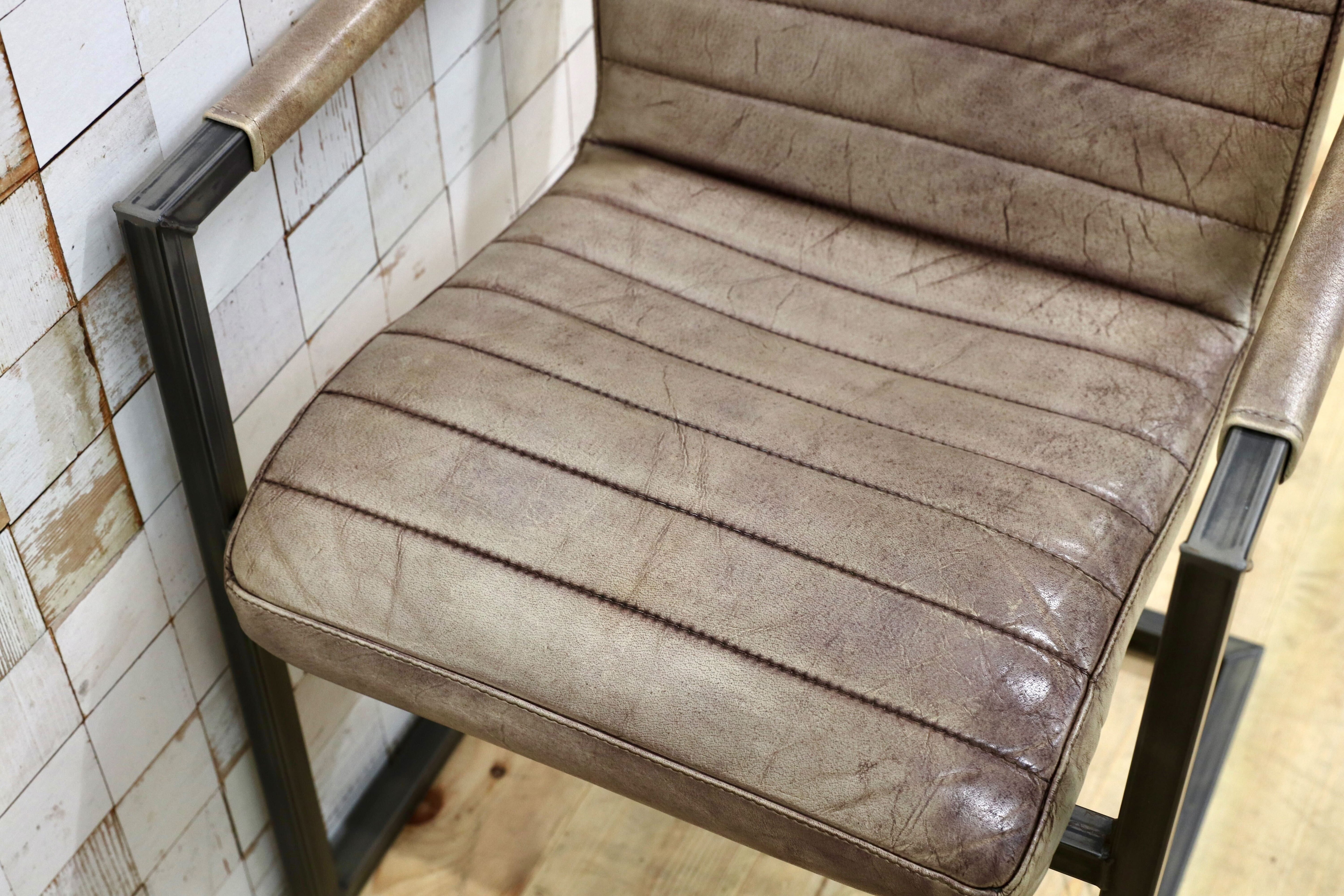 GMHH472B○PURE FURNITURE ダイニングチェア アームチェア 合皮 レザー 椅子 インダストリアル カンチレバーチェア