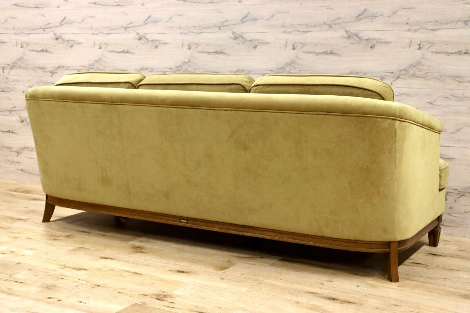 GMHH367○domani / ドマーニ QUEENS LIFE クイーンズライフ 3人掛けソファ トリプルソファ 長椅子 スエード調 カリモク最高峰 約48万