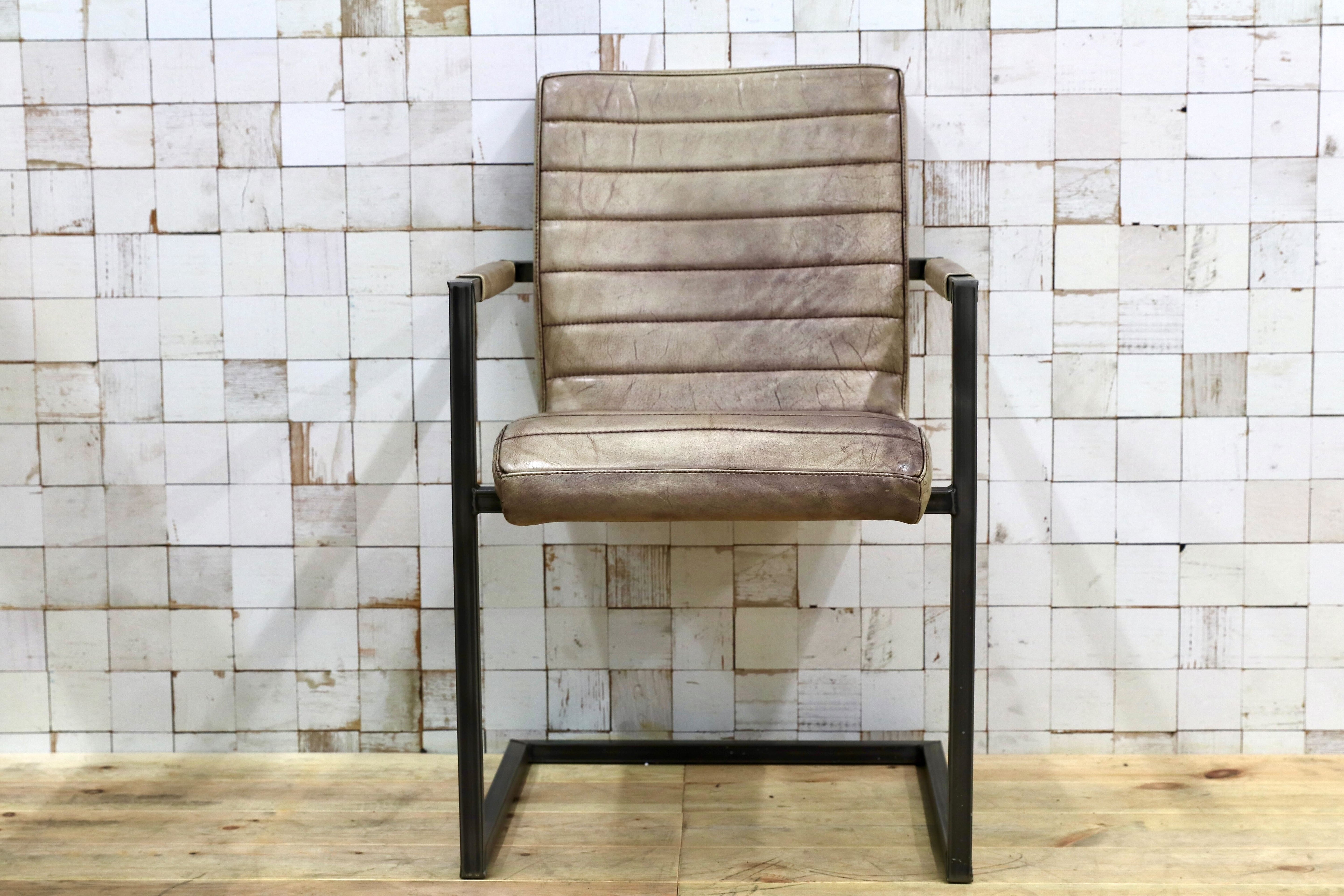GMHH472B○PURE FURNITURE ダイニングチェア アームチェア 合皮 レザー 椅子 インダストリアル カンチレバーチェア