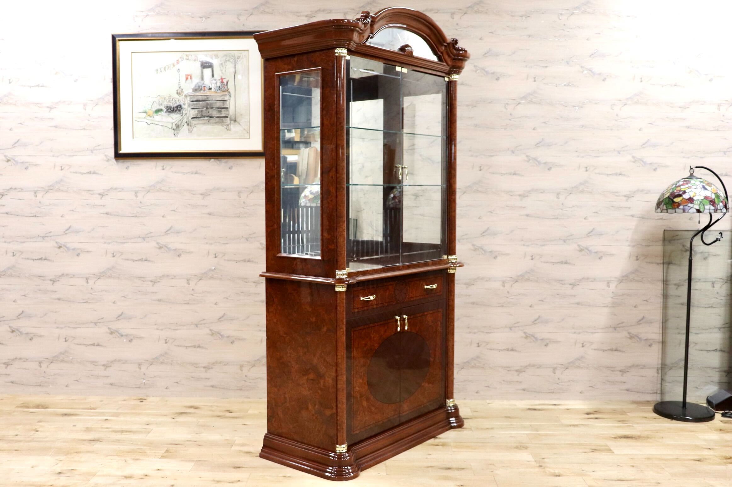 GMFN48○Saltarelli MOBILI / サルタレッリモビリ フローレンス ガラスキャビネット 飾り棚 イタリア製 定価約38万 展示品