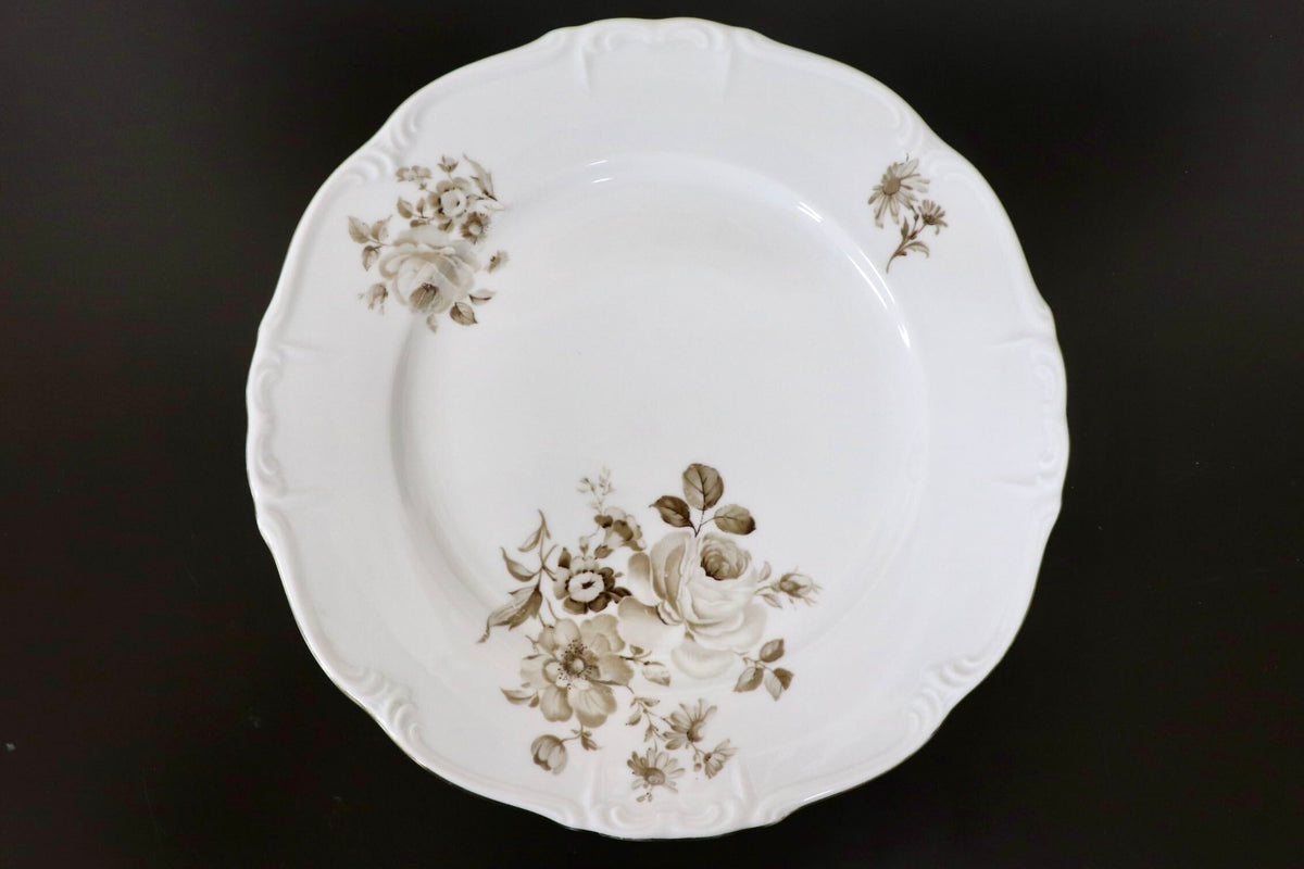 GMJH332B○ヴィンテージ Edelstein Bavaria エーデルシュタイン Maria-Theresia セピアローズ リムプレート 24cm 3枚セット ドイツ製