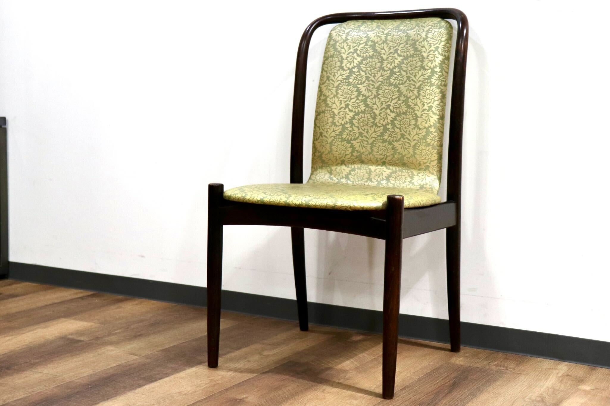 GMHH502C○飛騨産業 / HIDA キツツキ アームレスチェア ダイニングチェア 食卓椅子 椅子 合皮 レトロ アンティーク 花柄 和モダン