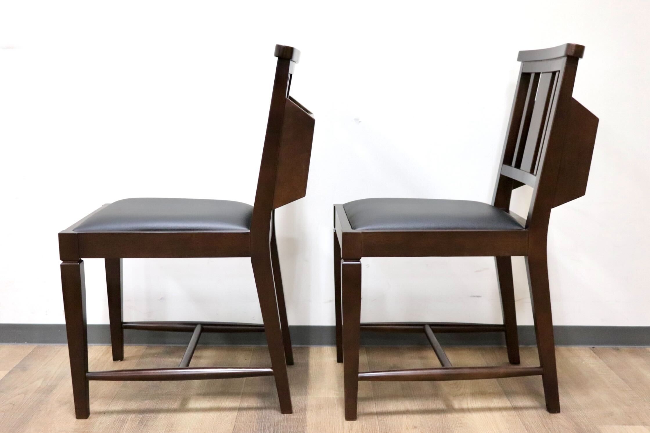 GMGN342M○CHERRY FURNITURE / 桜屋工業 ダイニングチェア チャーチチェア マガジンラック 合皮 ダークブラウン 2脚セット モダン 未使用品