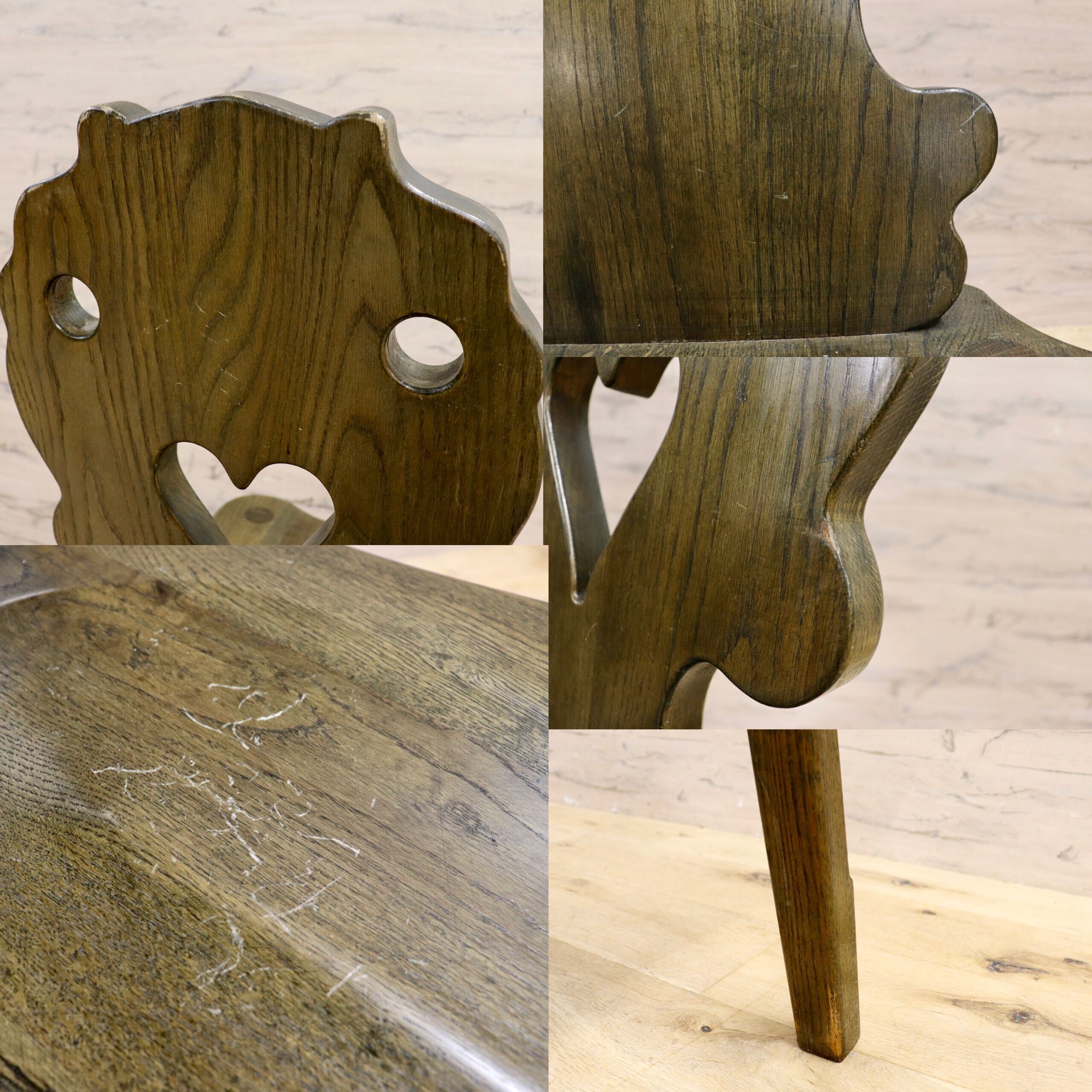 GMIK619B○ハート ダイニングチェア 2脚セット アームレスチェア 椅子 カントリー ヴィンテージ デザイン 木製家具