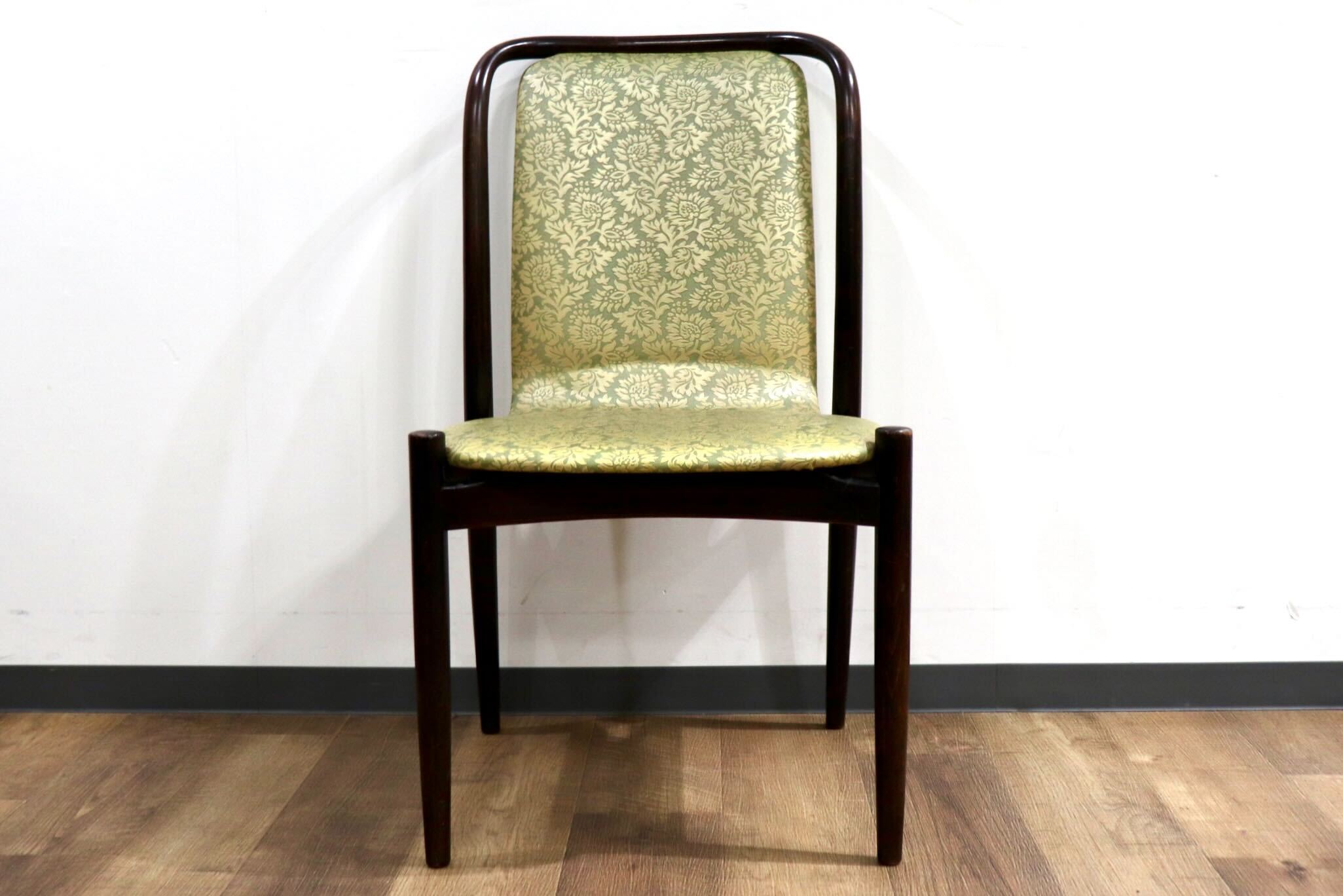 GMHH502C○飛騨産業 / HIDA キツツキ アームレスチェア ダイニングチェア 食卓椅子 椅子 合皮 レトロ アンティーク 花柄 和モダン