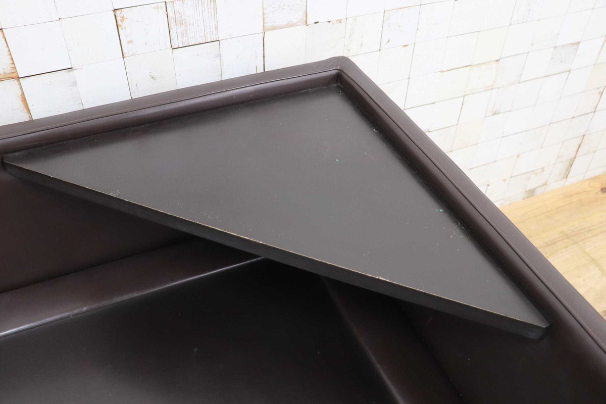 GMJK474F〇冨士ファニチア / Fuji Furniture コーナーテーブル コーナーボックス サイドテーブル 本革 ヴィンテージ ブラウン 国産家具