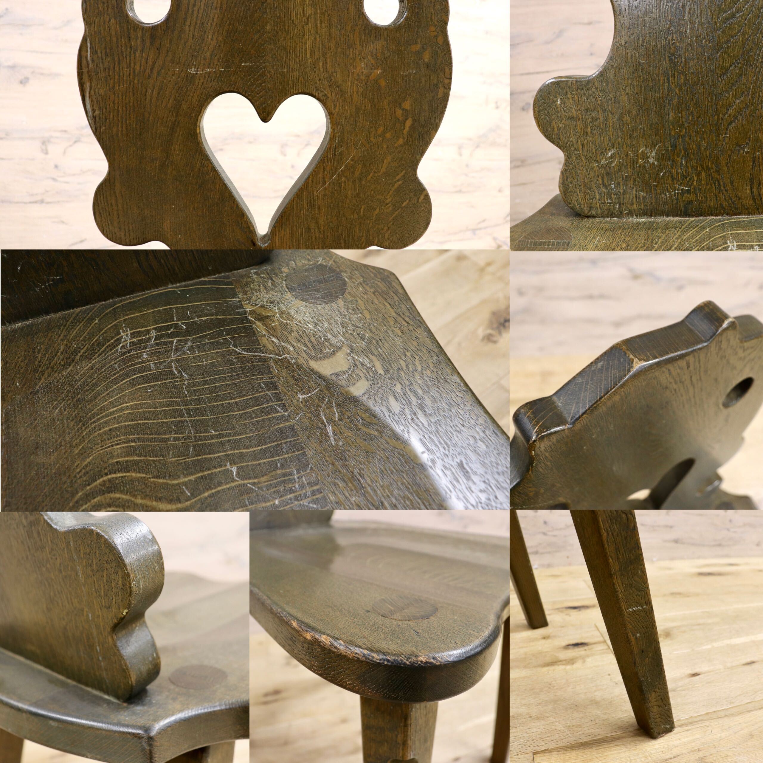 GMIK619C○ハート ダイニングチェア 2脚セット アームレスチェア 椅子 カントリー ヴィンテージ デザイン 木製家具