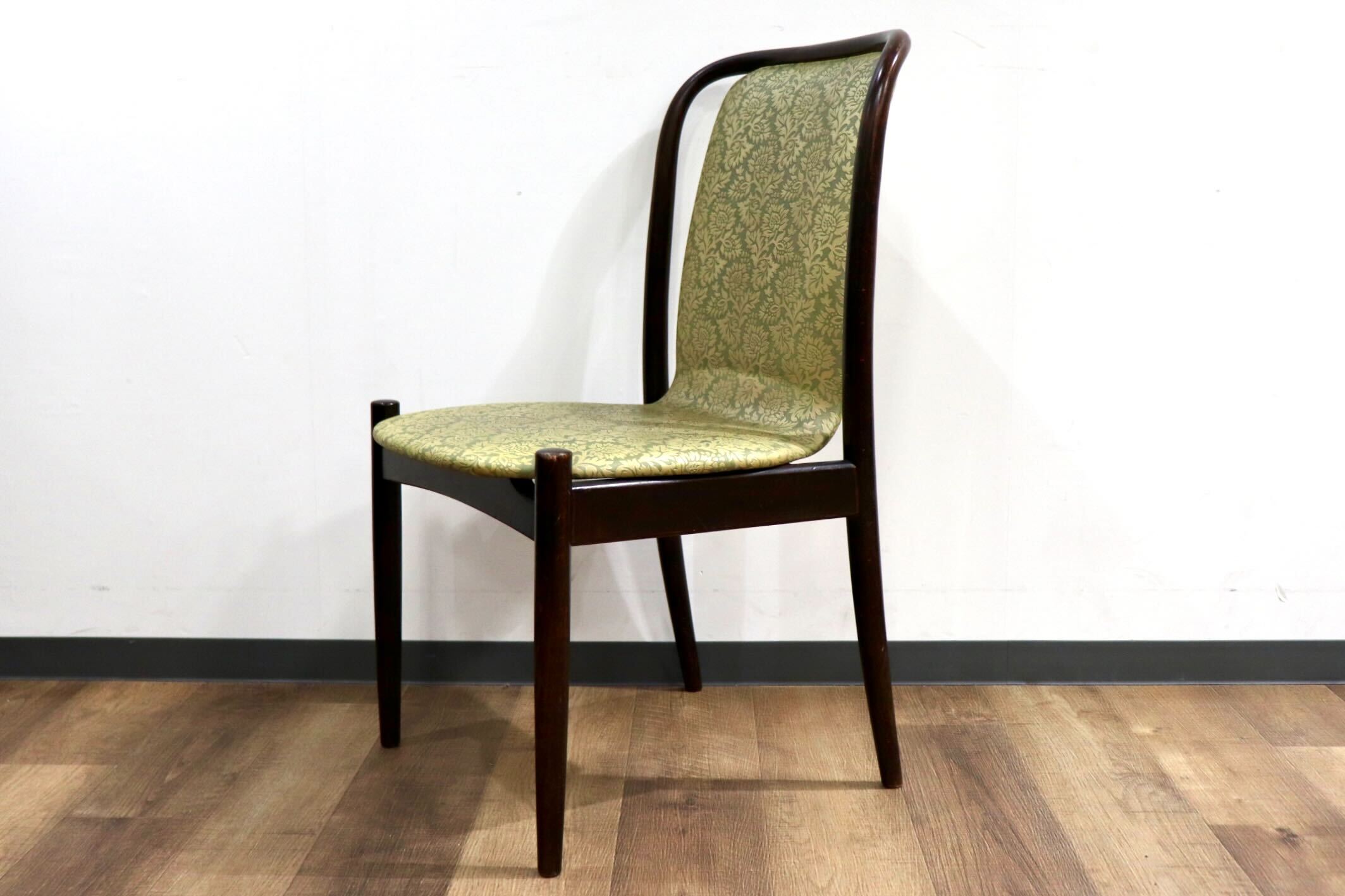 GMHH502C○飛騨産業 / HIDA キツツキ アームレスチェア ダイニングチェア 食卓椅子 椅子 合皮 レトロ アンティーク 花柄 和モダン