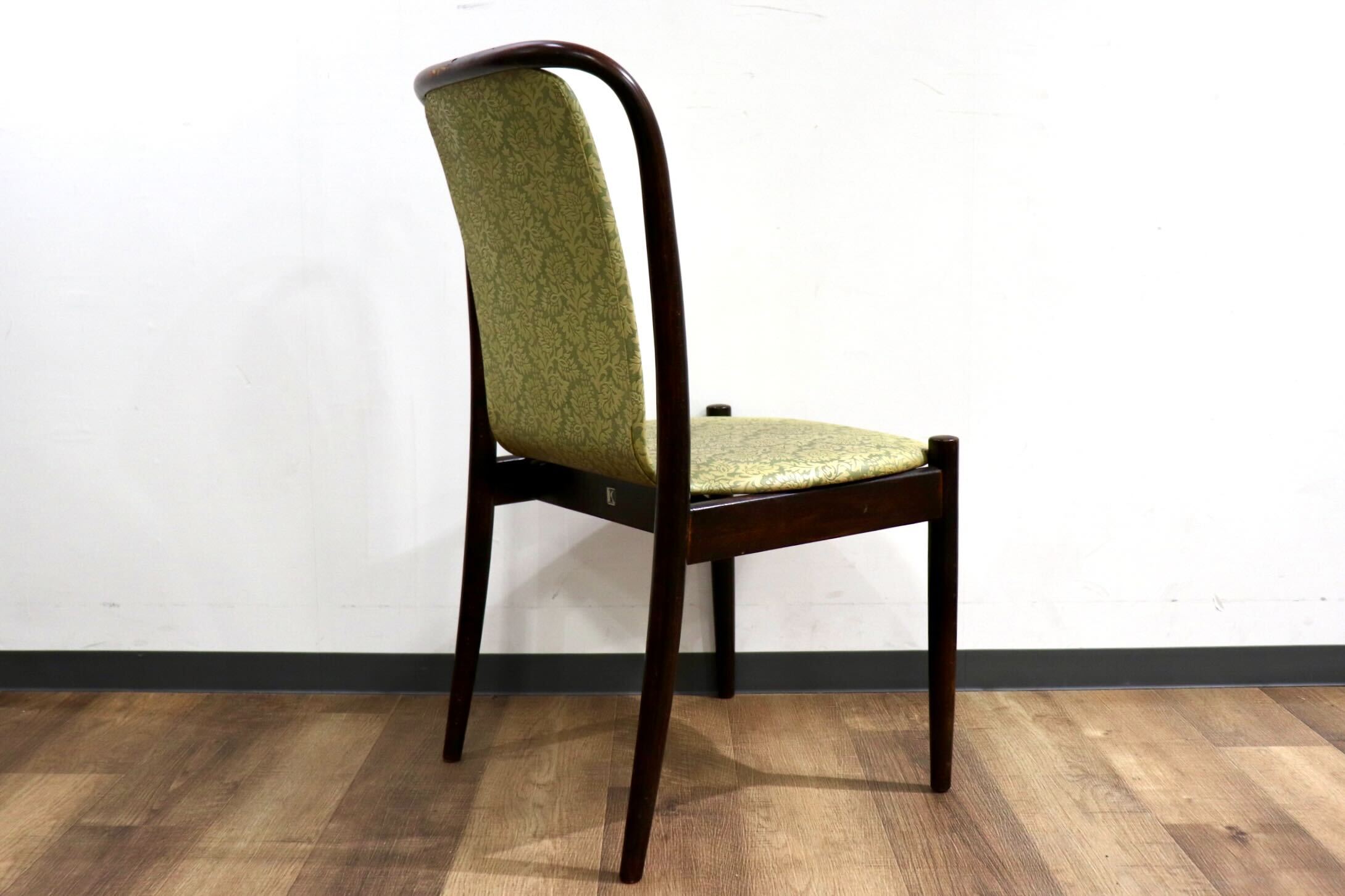 GMHH502C○飛騨産業 / HIDA キツツキ アームレスチェア ダイニングチェア 食卓椅子 椅子 合皮 レトロ アンティーク 花柄 和モダン