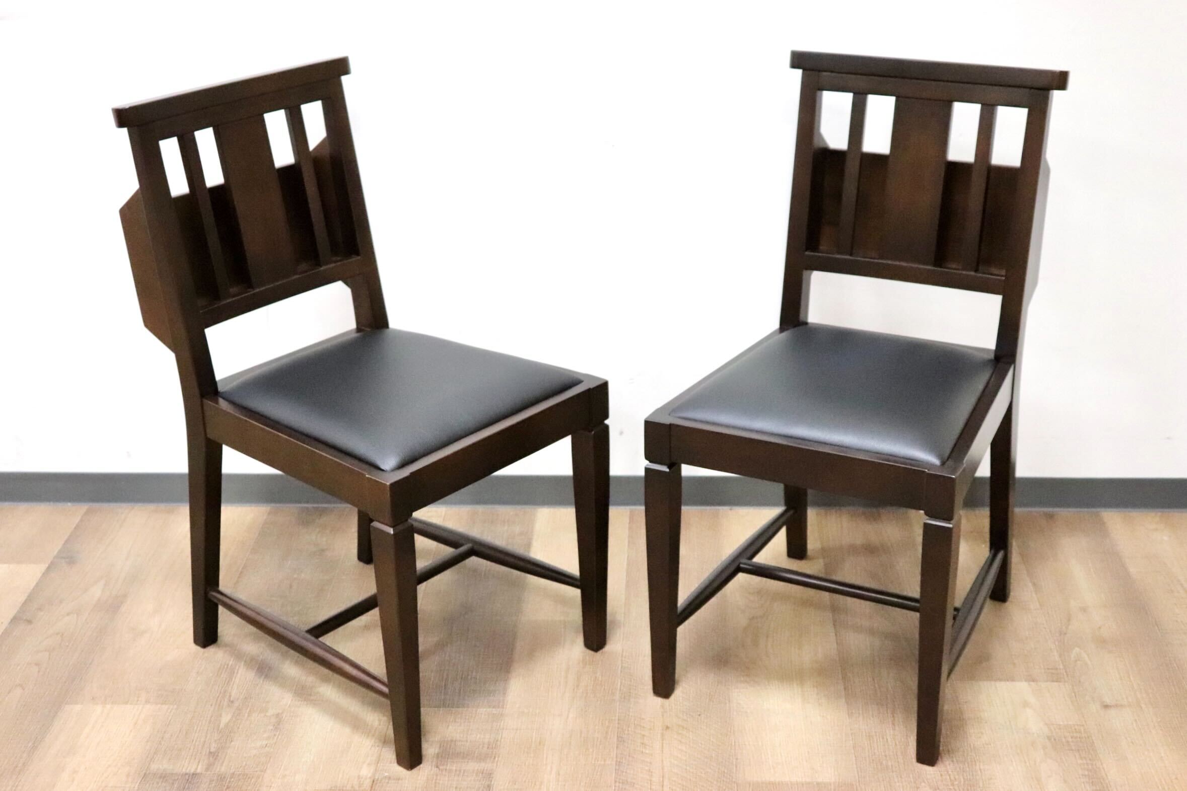 GMGN342N○CHERRY FURNITURE / 桜屋工業 ダイニングチェア チャーチチェア マガジンラック 合皮 ダークブラウン 2脚セット モダン 未使用品