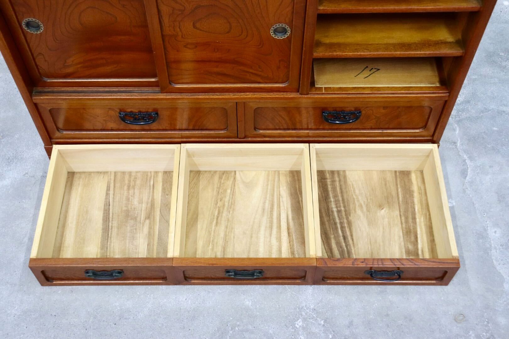GMHH355○茶箪笥 茶棚 飾り棚 欅 和家具 キャビネット 和モダン 和室 座敷 古民家 収納家具 レトロ アンティーク インテリア