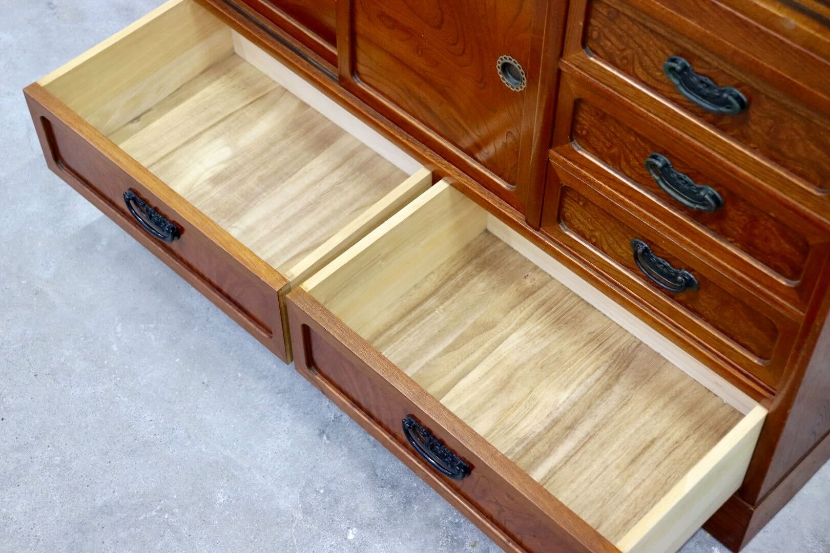 GMHH355○茶箪笥 茶棚 飾り棚 欅 和家具 キャビネット 和モダン 和室 座敷 古民家 収納家具 レトロ アンティーク インテリア