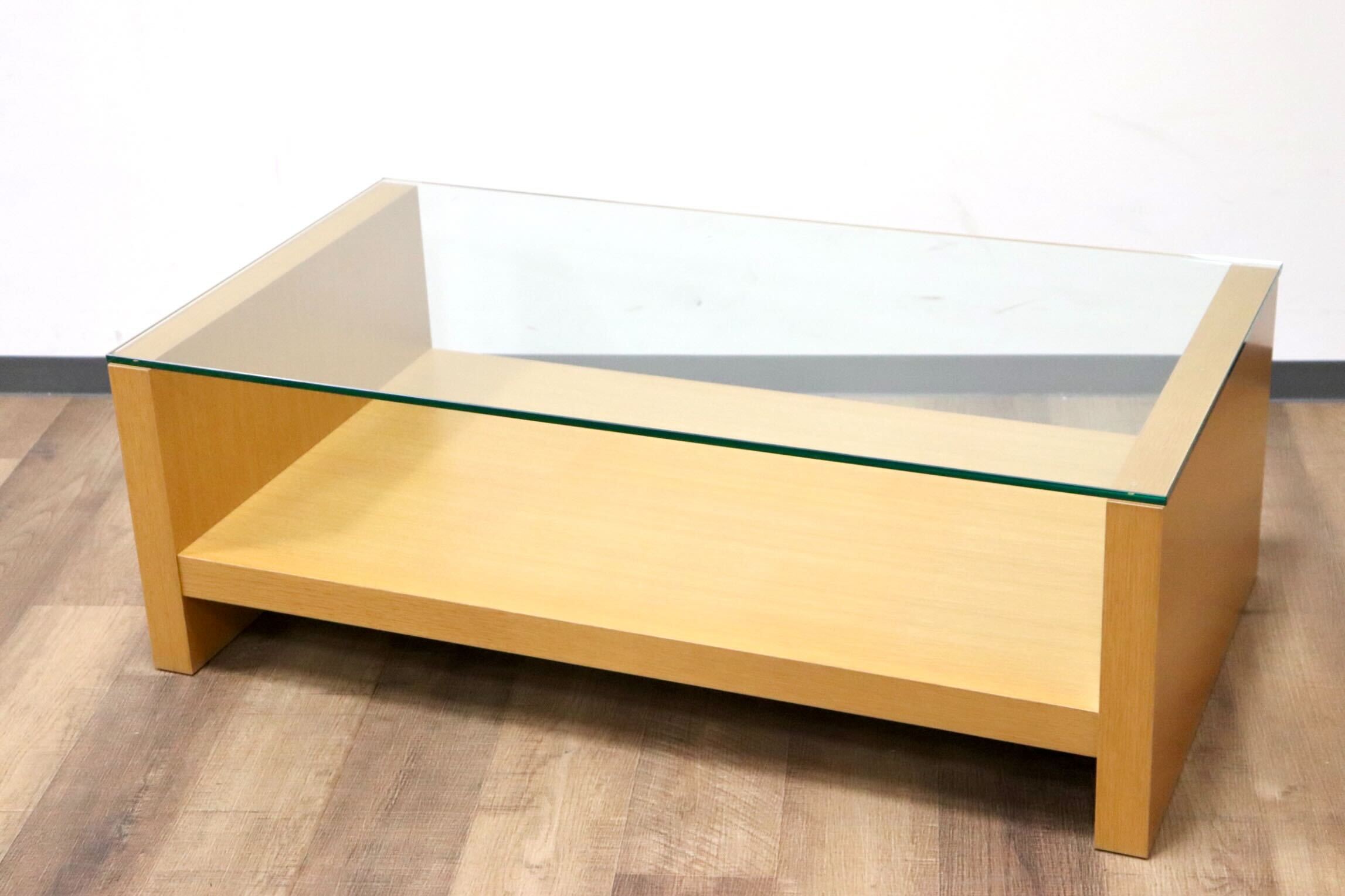GMGN405○WISE WISE / ワイスワイス パウンド センターテーブル リビングテーブル ガラス コーヒーテーブル オーク材 展示品