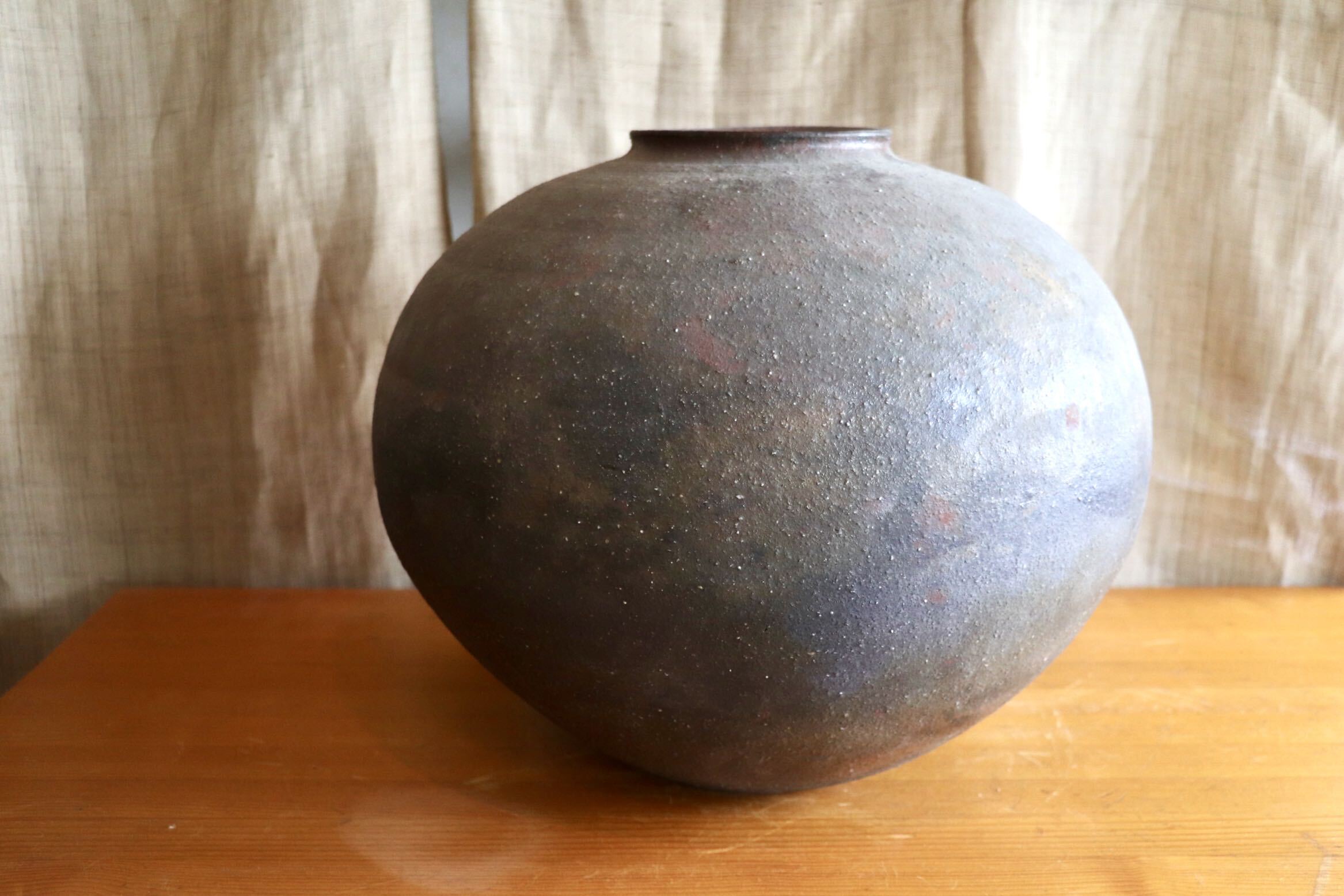 GMJI40◯悟窯 市野哲次 丹波焼 球形花器 陶器 伝統工芸 丹波篠山