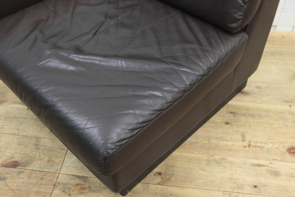GMJK474G〇冨士ファニチア / Fuji Furniture シングルソファ 1人掛けソファ 片肘 コーナーソファ 本革 ヴィンテージ ブラウン 国産家具