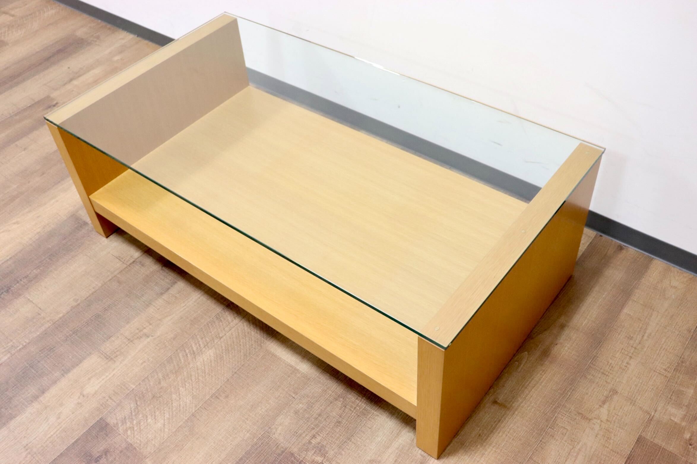 GMGN405○WISE WISE / ワイスワイス パウンド センターテーブル リビングテーブル ガラス コーヒーテーブル オーク材 展示品