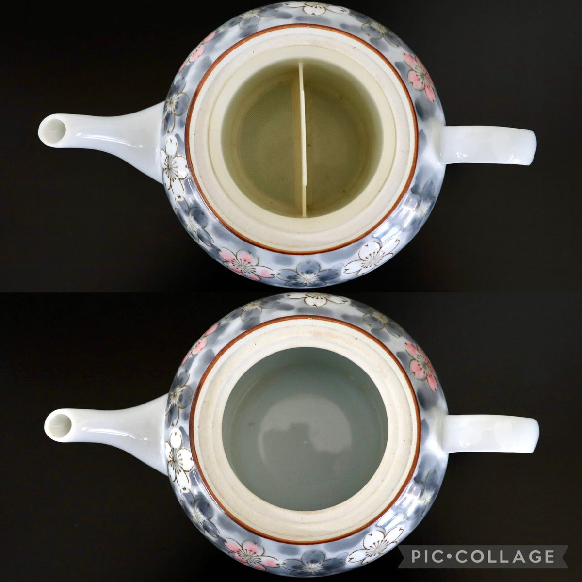 GMJH332AN○有田焼 急須茶器揃 急須 湯呑 汲出 仙茶 桜文様 染錦 和食器 茶器 陶器 和モダン 5客セット