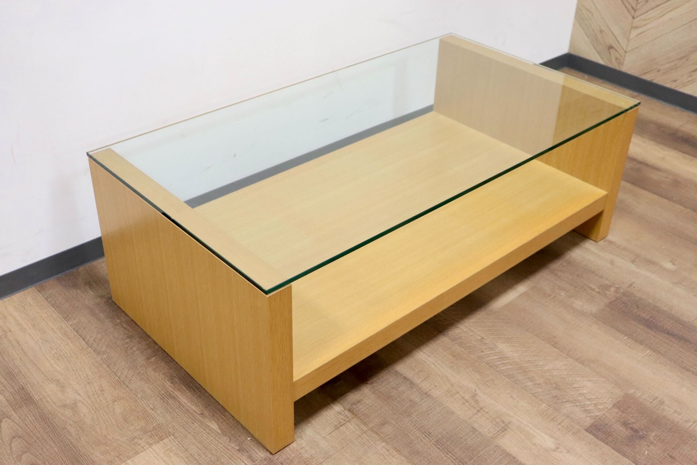 GMGN405○WISE WISE / ワイスワイス パウンド センターテーブル リビングテーブル ガラス コーヒーテーブル オーク材 展示品