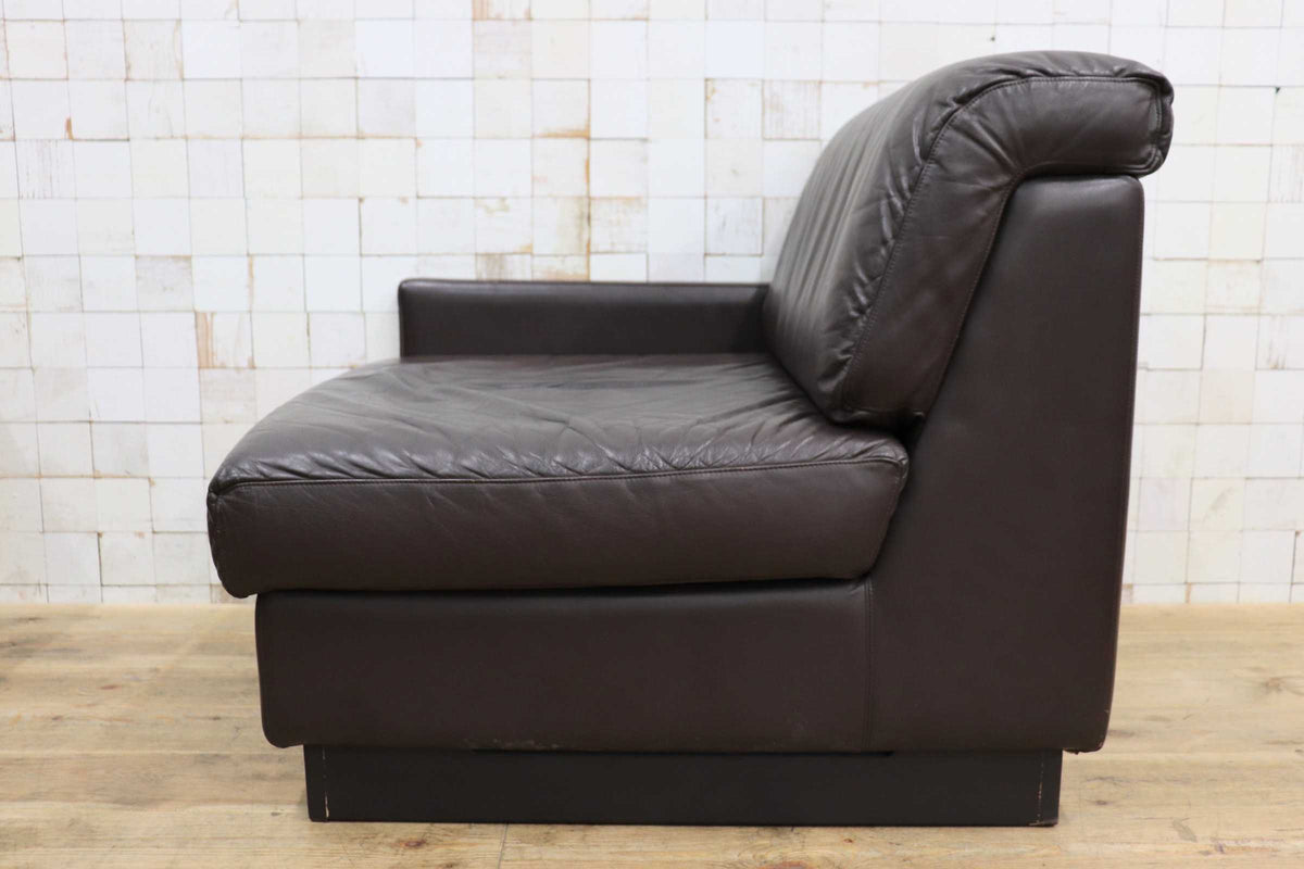 GMJK474G〇冨士ファニチア / Fuji Furniture シングルソファ 1人掛けソファ 片肘 コーナーソファ 本革 ヴィンテージ ブラウン 国産家具