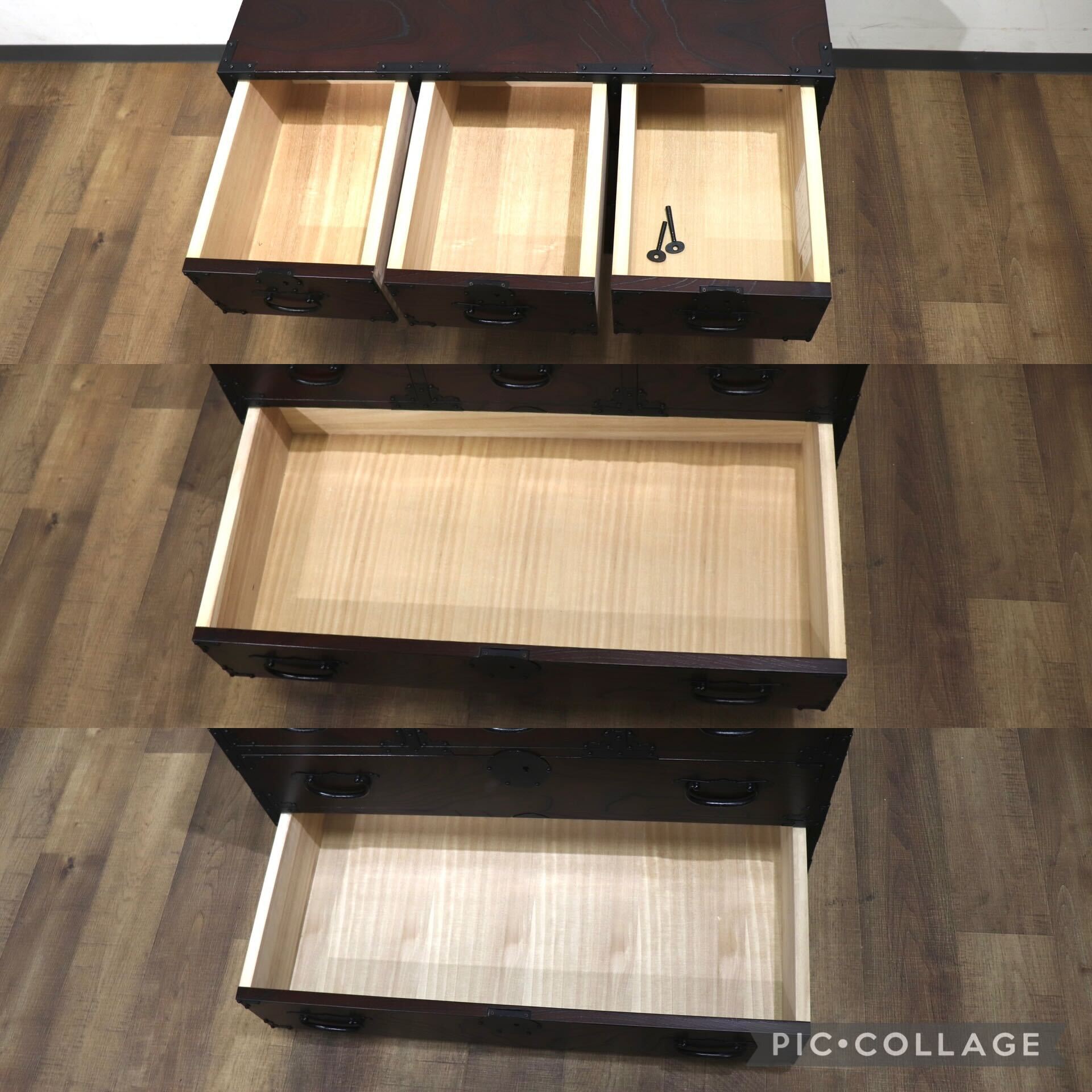 GMHN249○青木産業 江戸 整理箪笥 時代箪笥 チェスト 整理タンス 和家具 収納家具 欅 民芸家具 古民家 和室 座敷 和モダン レトロ 美品