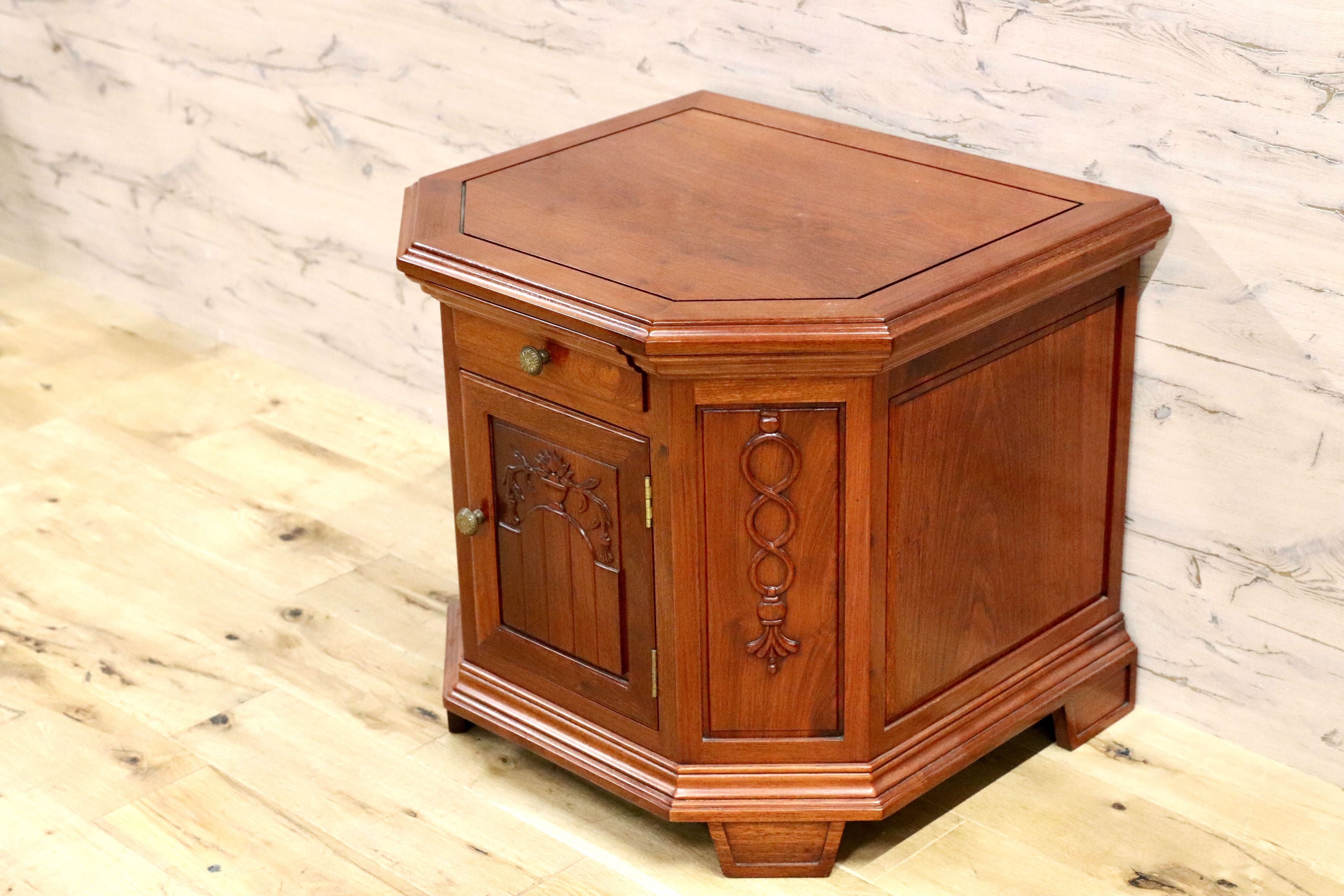 GMFK626A○SIAM WOOD FURNITURE サイドキャビネット 花台 飾り台 サイドテーブル エンドテーブル 中国美術 唐木家具 美品
