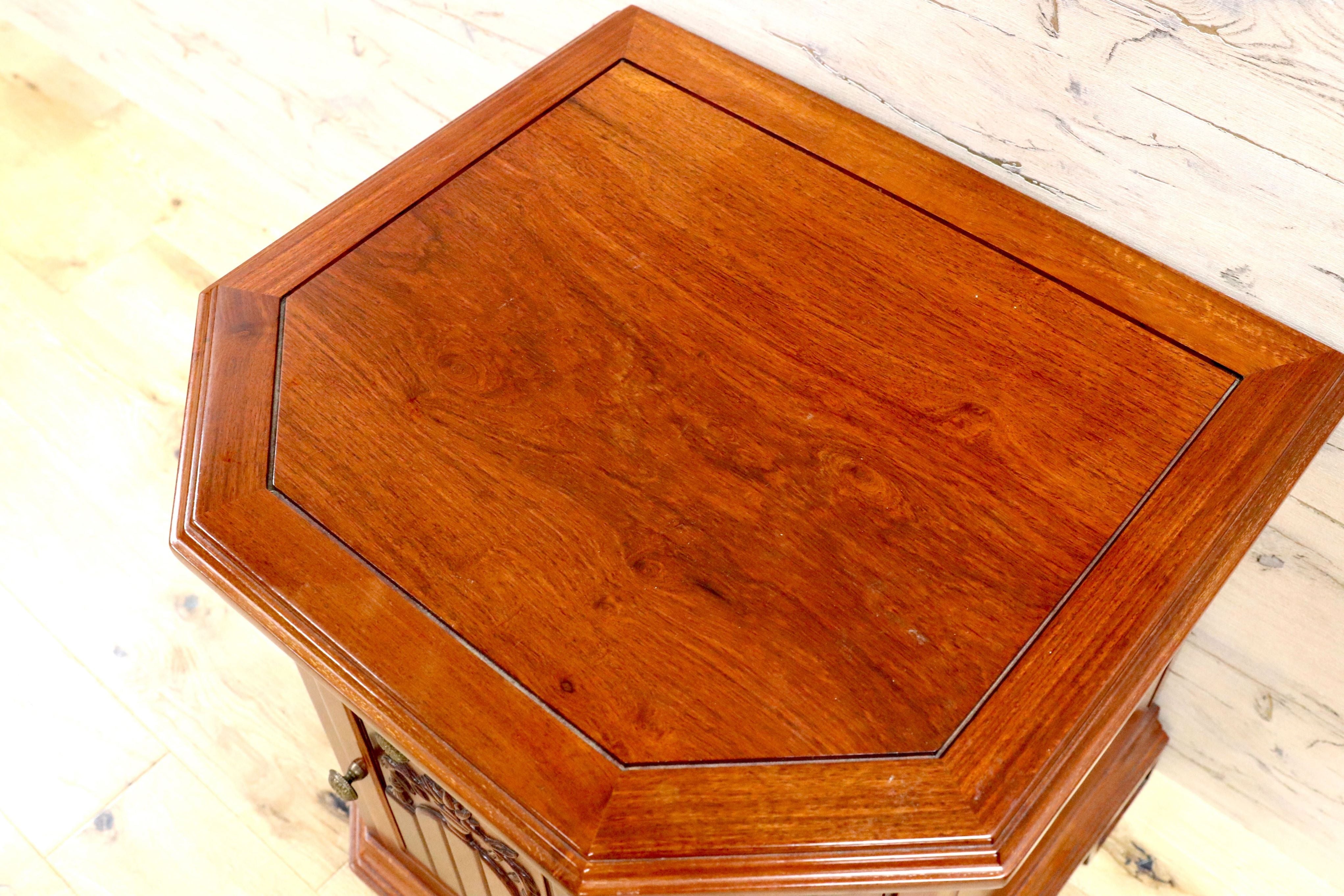 GMFK626A○SIAM WOOD FURNITURE サイドキャビネット 花台 飾り台 サイドテーブル エンドテーブル 中国美術 唐木家具 美品