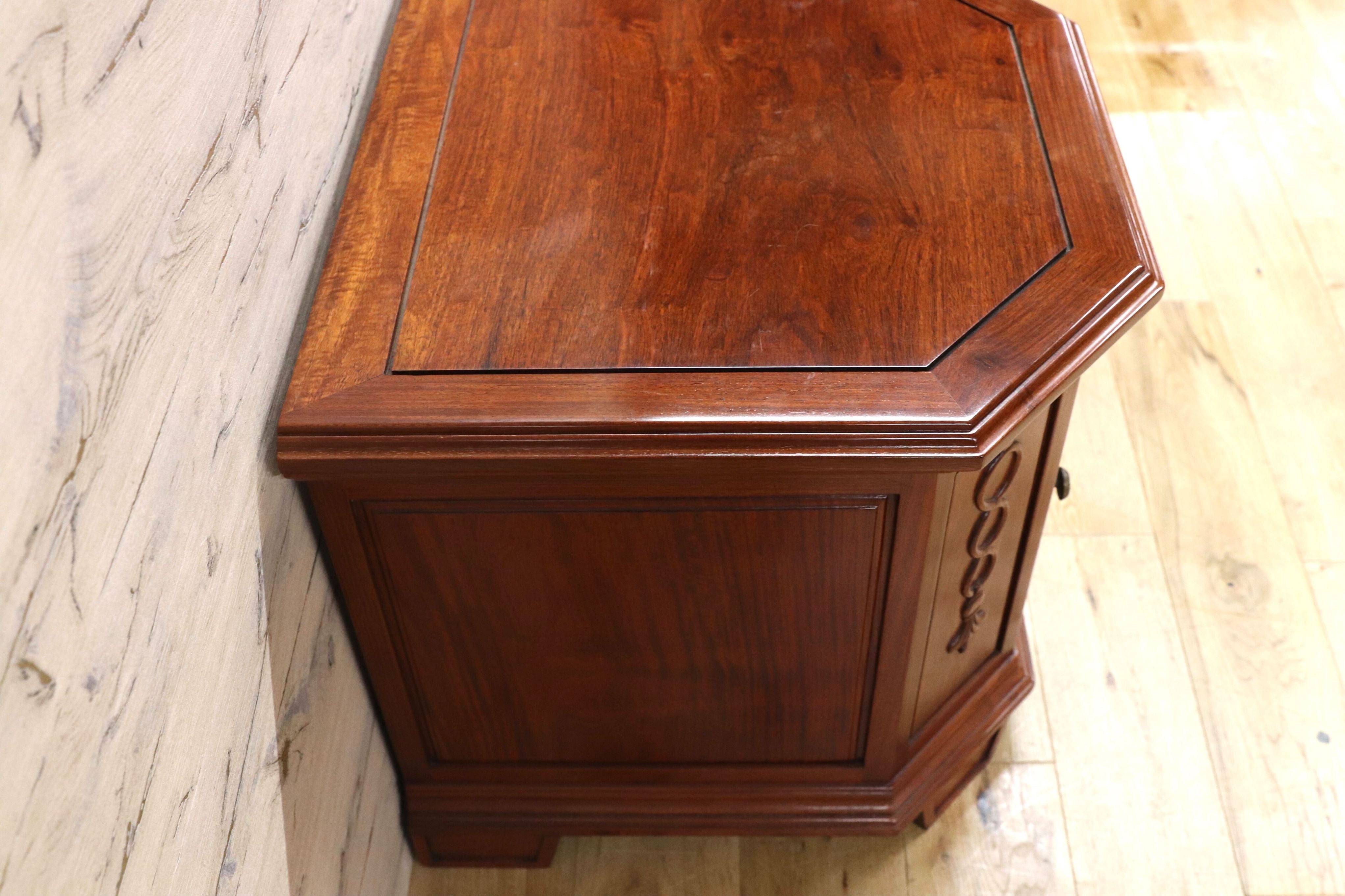 GMFK626A○SIAM WOOD FURNITURE サイドキャビネット 花台 飾り台 サイドテーブル エンドテーブル 中国美術 唐木家具 美品