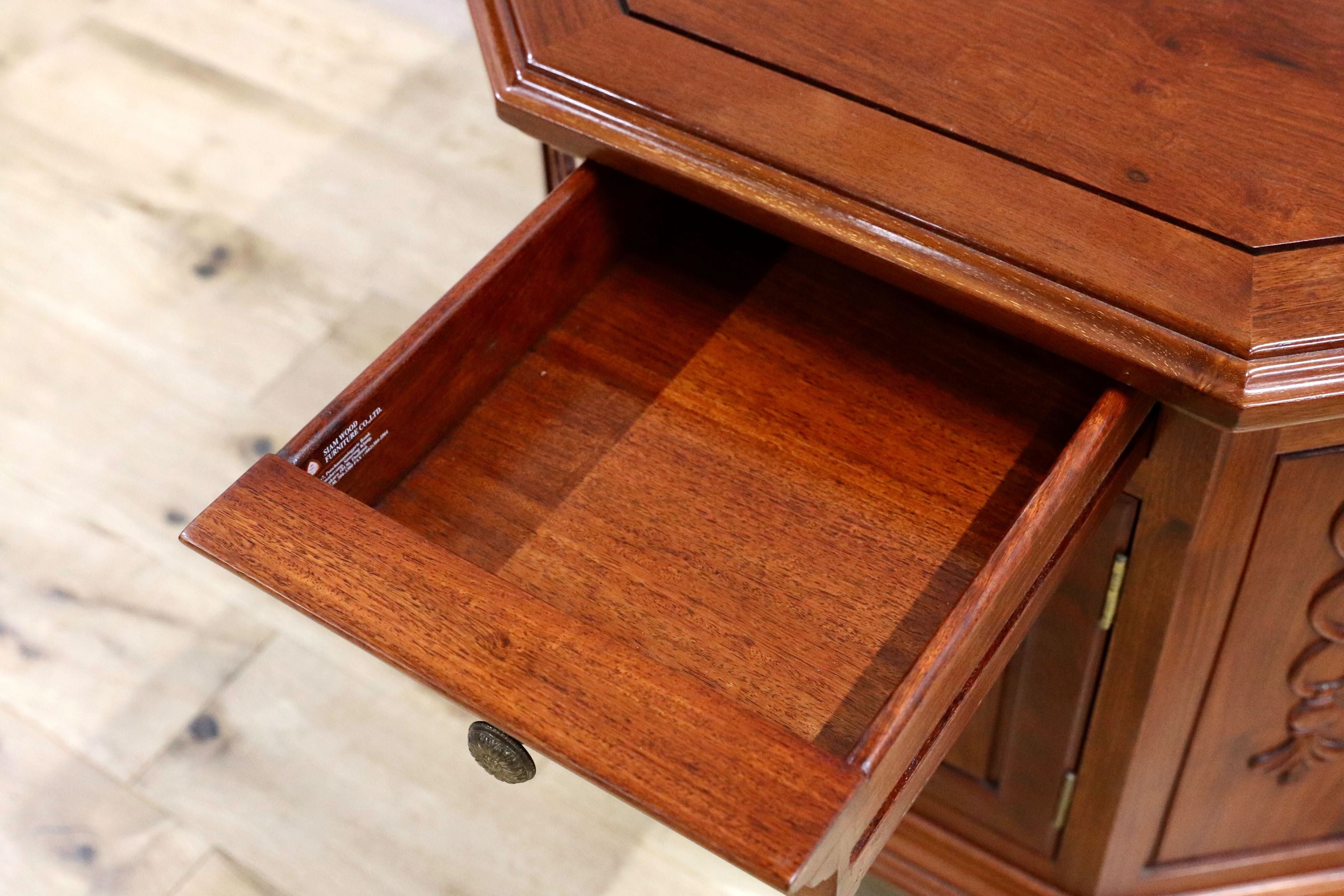 GMFK626A○SIAM WOOD FURNITURE サイドキャビネット 花台 飾り台 サイドテーブル エンドテーブル 中国美術 唐木家具 美品
