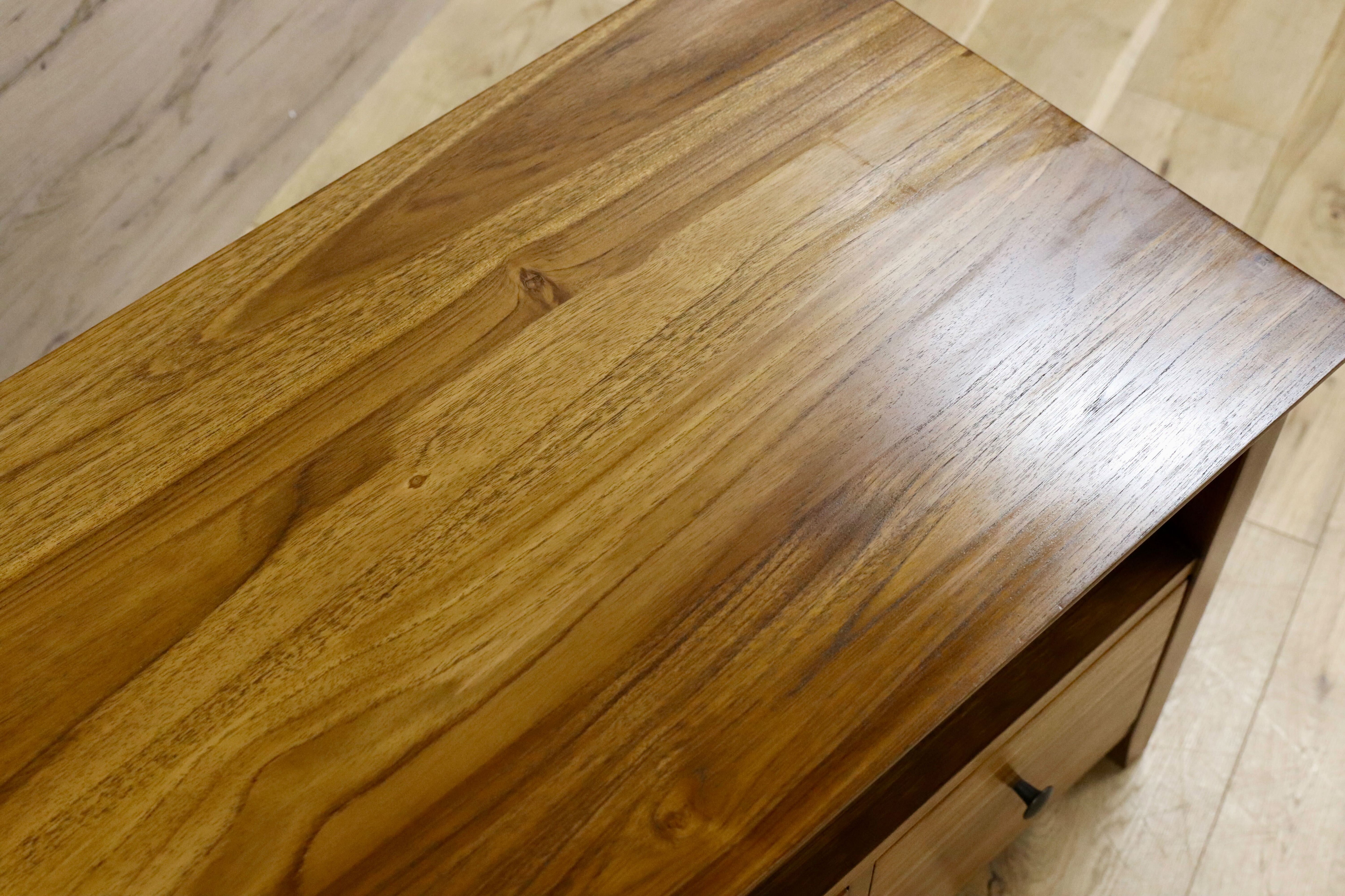 GMGN184○チーク無垢材 テレビボード TVボード AVボード ローボード リビング収納 北欧 アジアン 定価7.6万 未使用B品