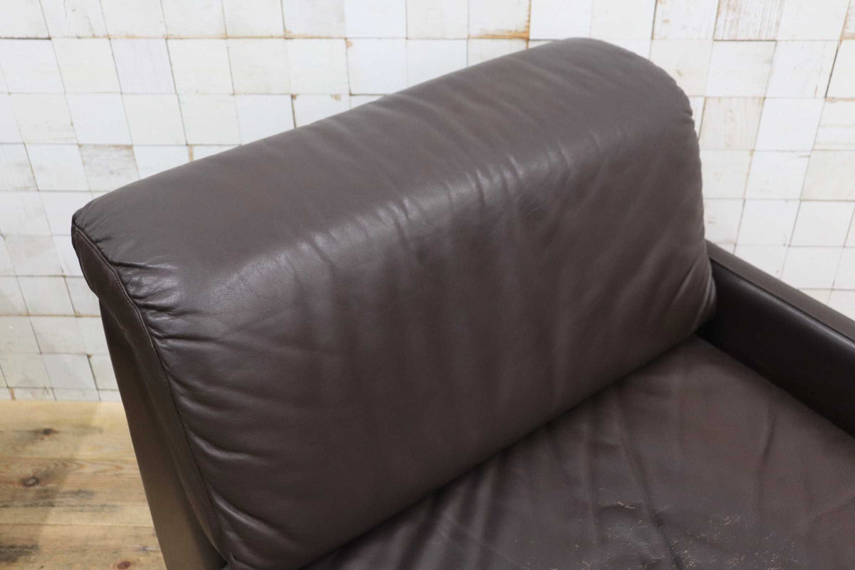 GMJK474H〇冨士ファニチア / Fuji Furniture シングルソファ 1人掛けソファ 片肘 コーナーソファ 本革 ヴィンテージ ブラウン 国産家具