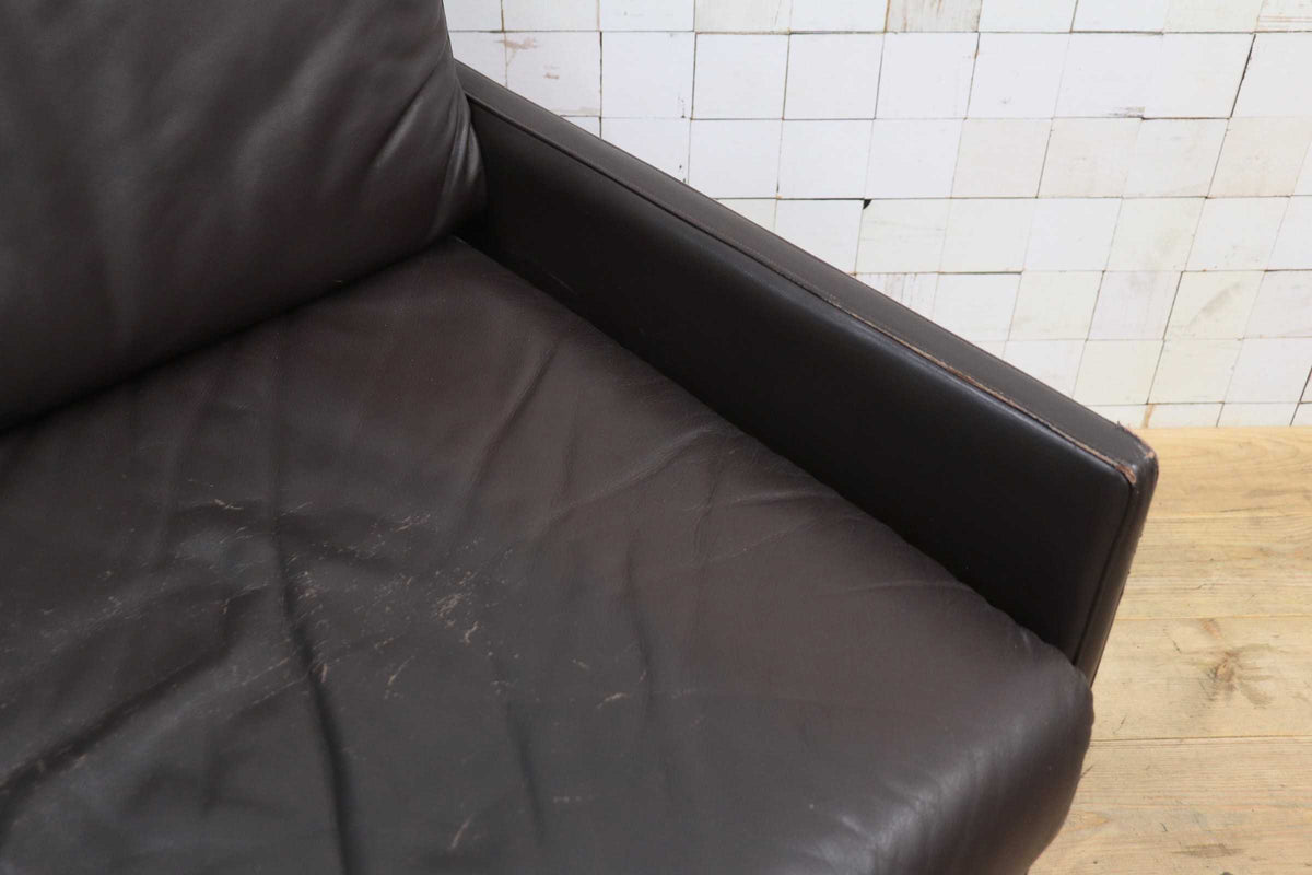 GMJK474H〇冨士ファニチア / Fuji Furniture シングルソファ 1人掛けソファ 片肘 コーナーソファ 本革 ヴィンテージ ブラウン 国産家具
