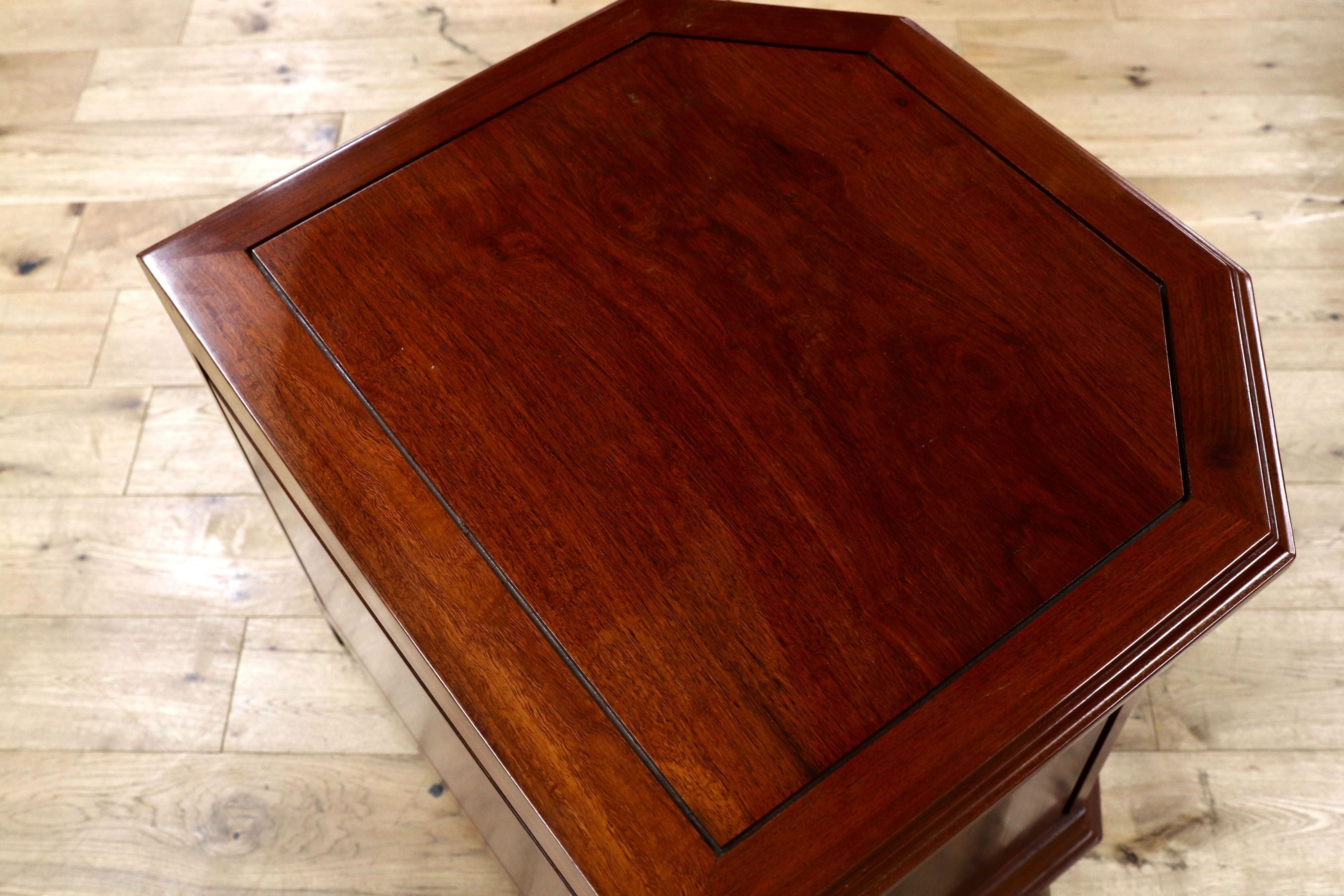 GMFK626A○SIAM WOOD FURNITURE サイドキャビネット 花台 飾り台 サイドテーブル エンドテーブル 中国美術 唐木家具 美品