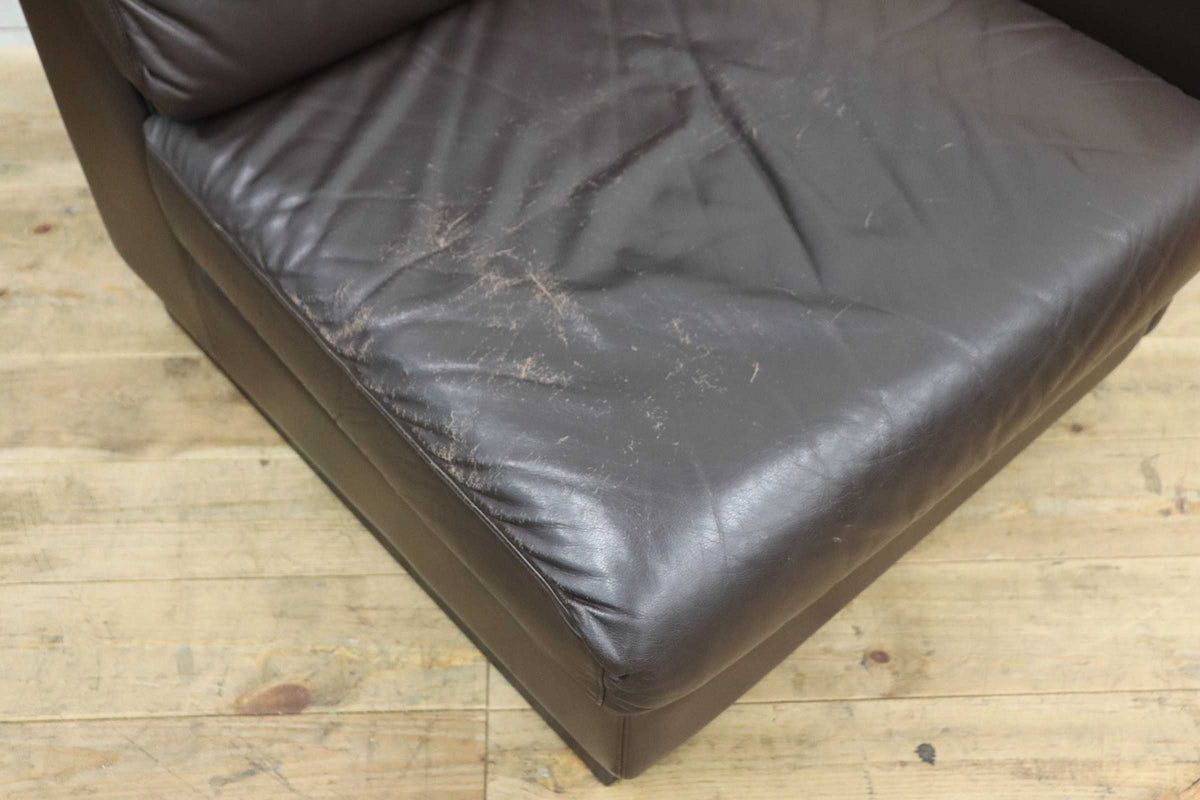 GMJK474H〇冨士ファニチア / Fuji Furniture シングルソファ 1人掛けソファ 片肘 コーナーソファ 本革 ヴィンテージ ブラウン 国産家具