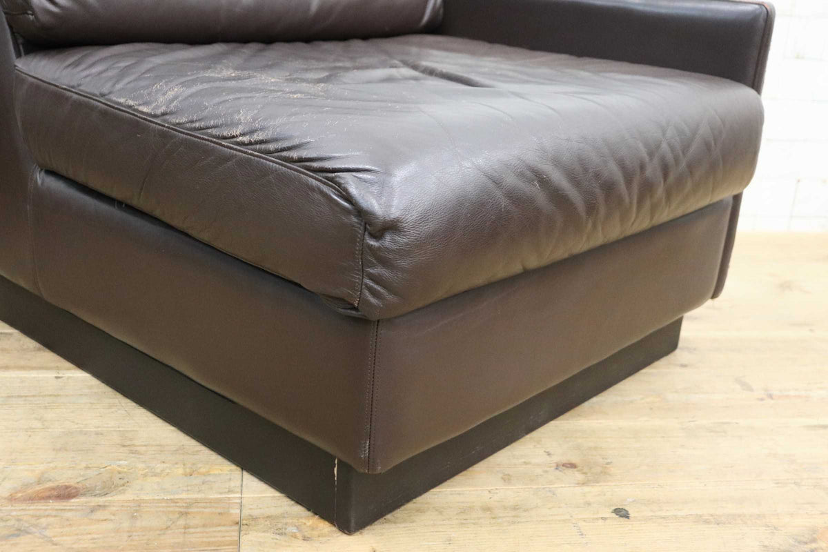 GMJK474H〇冨士ファニチア / Fuji Furniture シングルソファ 1人掛けソファ 片肘 コーナーソファ 本革 ヴィンテージ ブラウン 国産家具