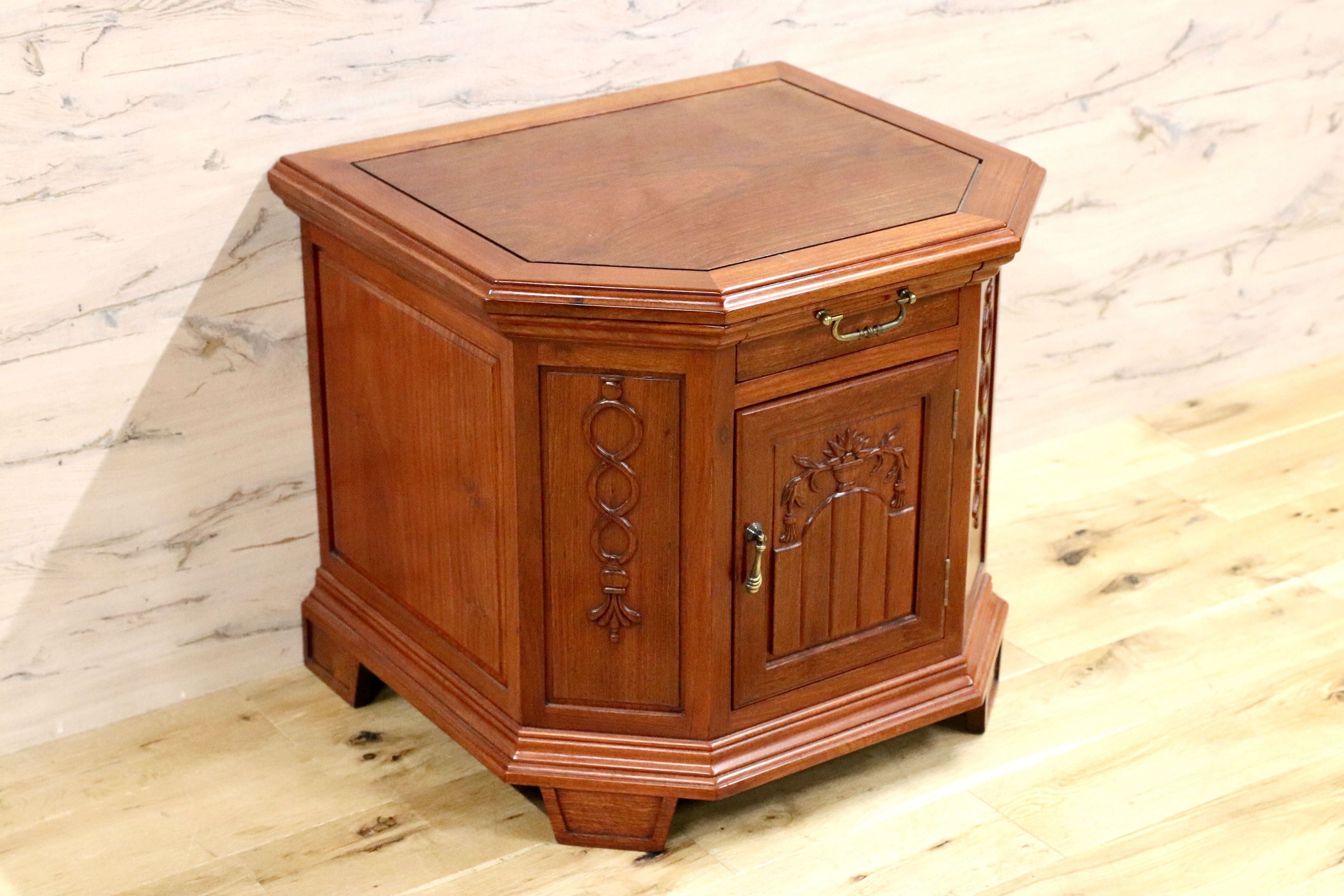 GMFK626B○SIAM WOOD FURNITURE サイドキャビネット 花台 飾り台 サイドテーブル エンドテーブル 中国美術 唐木家具