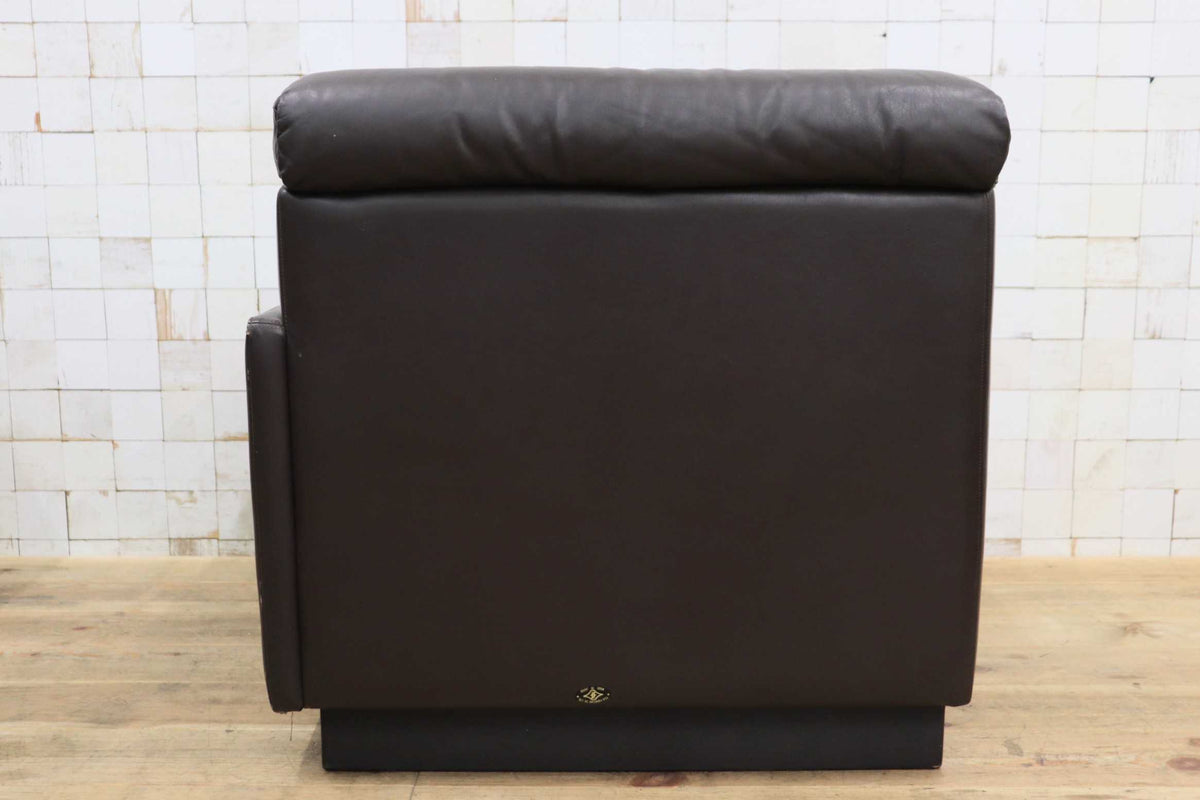 GMJK474H〇冨士ファニチア / Fuji Furniture シングルソファ 1人掛けソファ 片肘 コーナーソファ 本革 ヴィンテージ ブラウン 国産家具