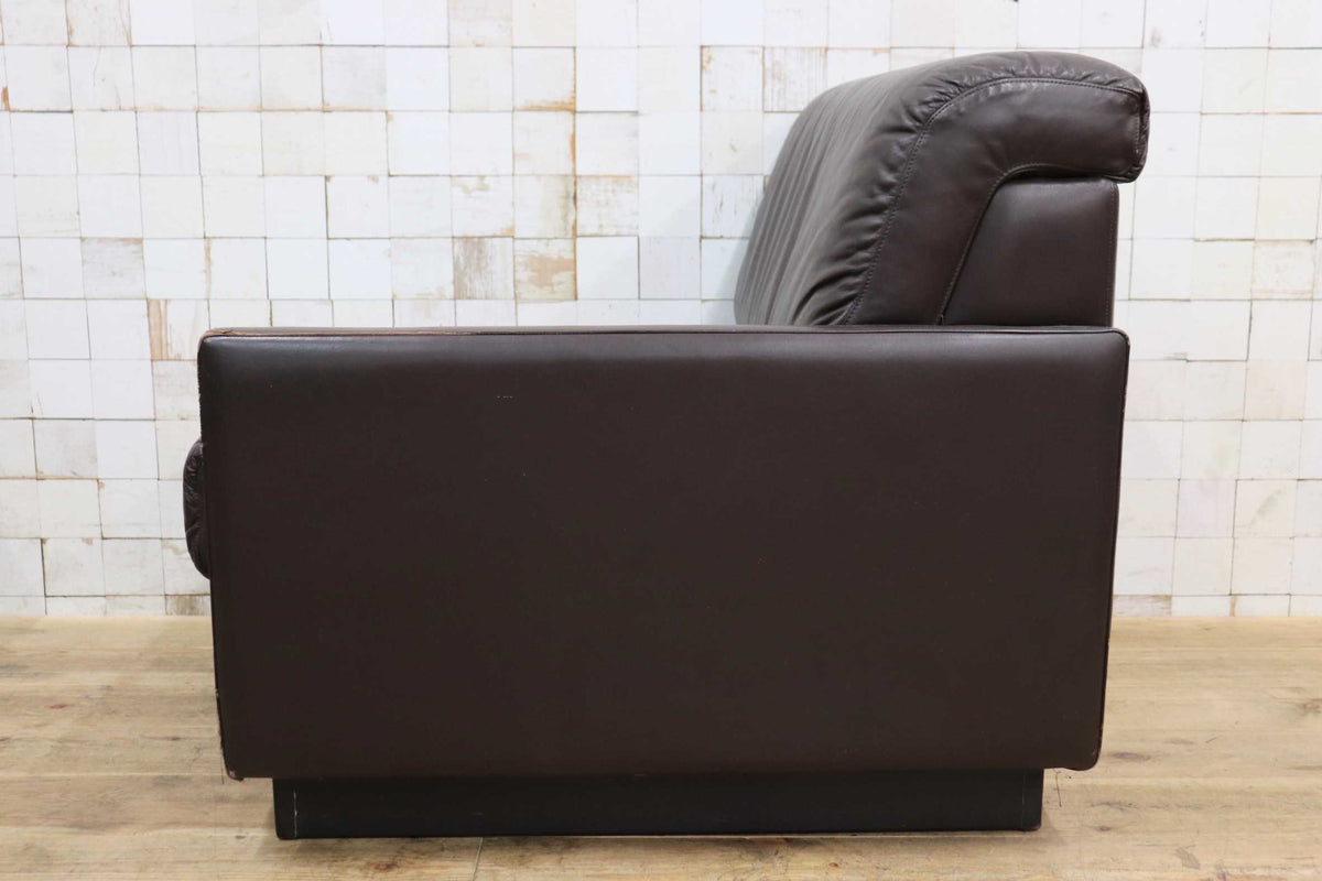 GMJK474H〇冨士ファニチア / Fuji Furniture シングルソファ 1人掛けソファ 片肘 コーナーソファ 本革 ヴィンテージ ブラウン 国産家具