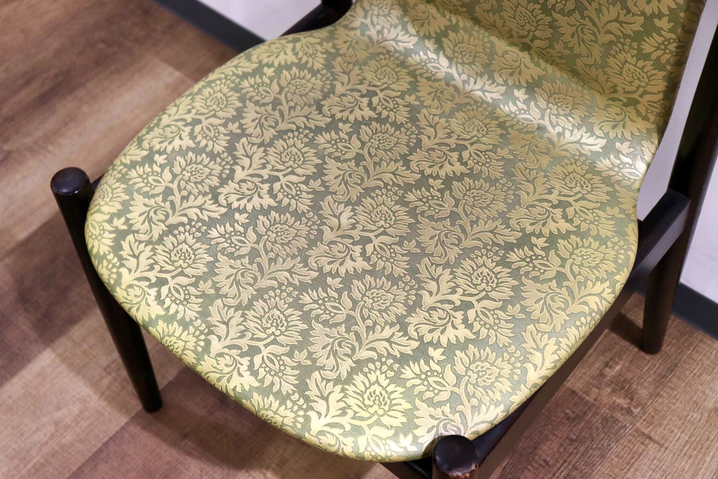 GMHH502C○飛騨産業 / HIDA キツツキ アームレスチェア ダイニングチェア 食卓椅子 椅子 合皮 レトロ アンティーク 花柄 和モダン