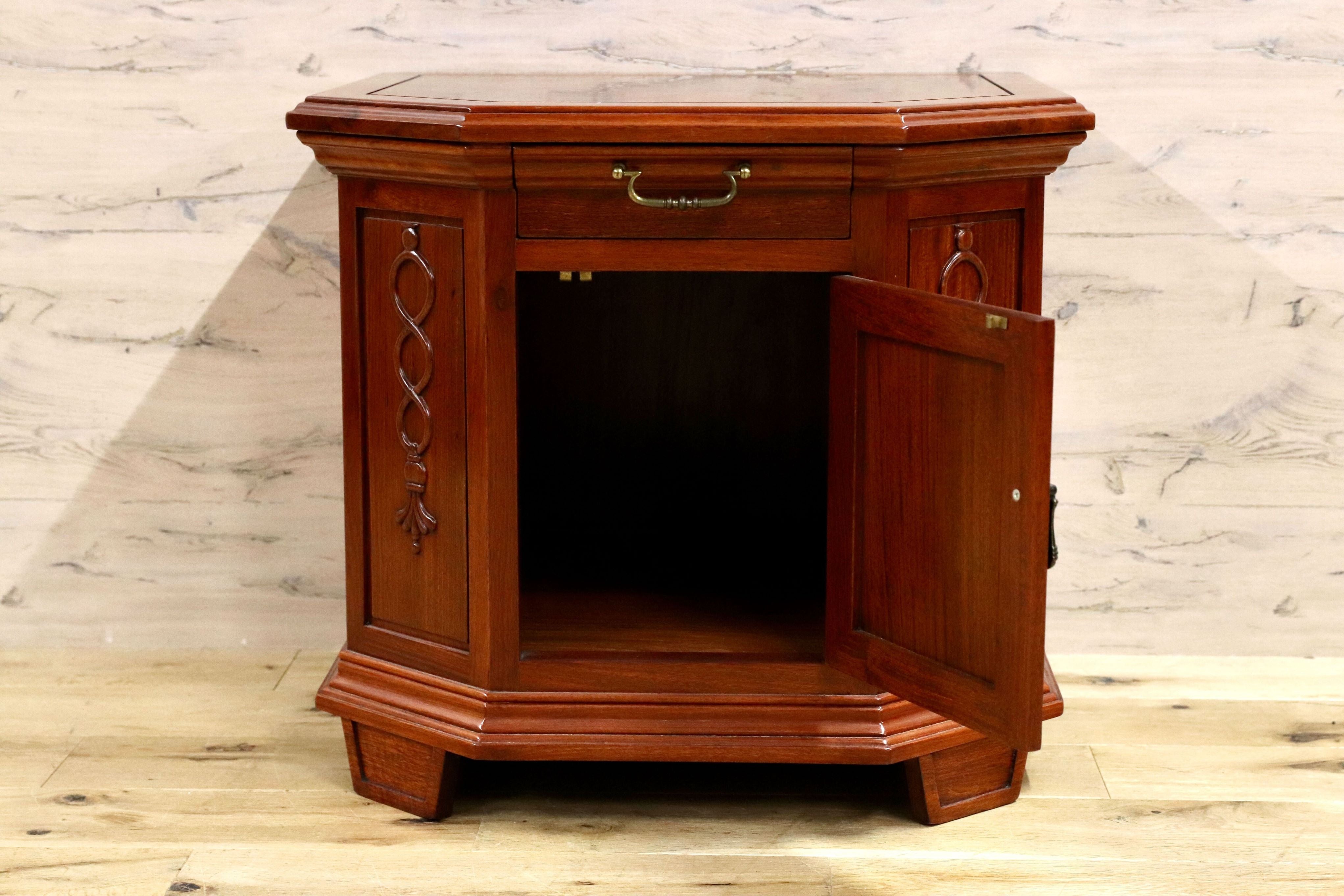 GMFK626B○SIAM WOOD FURNITURE サイドキャビネット 花台 飾り台 サイドテーブル エンドテーブル 中国美術 唐木家具