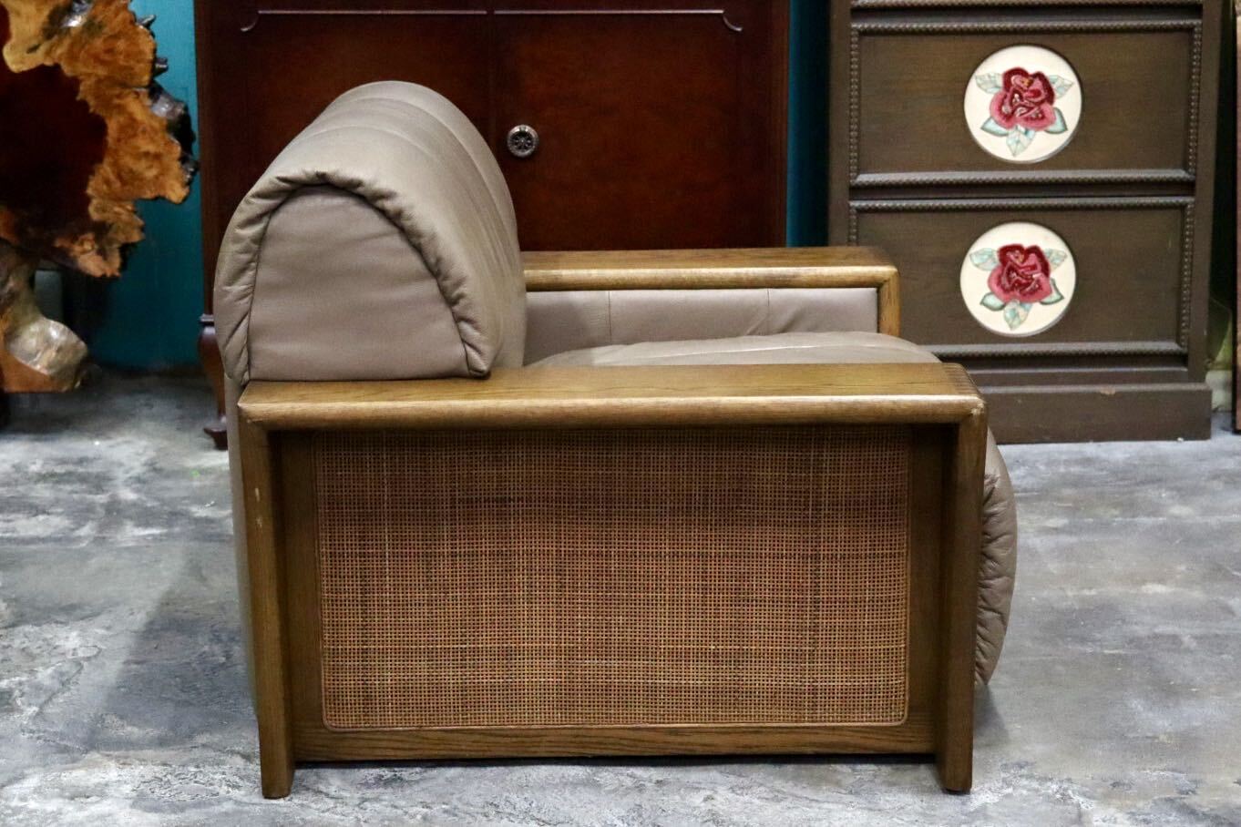 GMJK391C○浜本工芸 / HAMAMOTO 1人掛けソファ シングルソファ アームチェア 椅子 本革 楢材 レトロ ヴィンテージ 国産家具