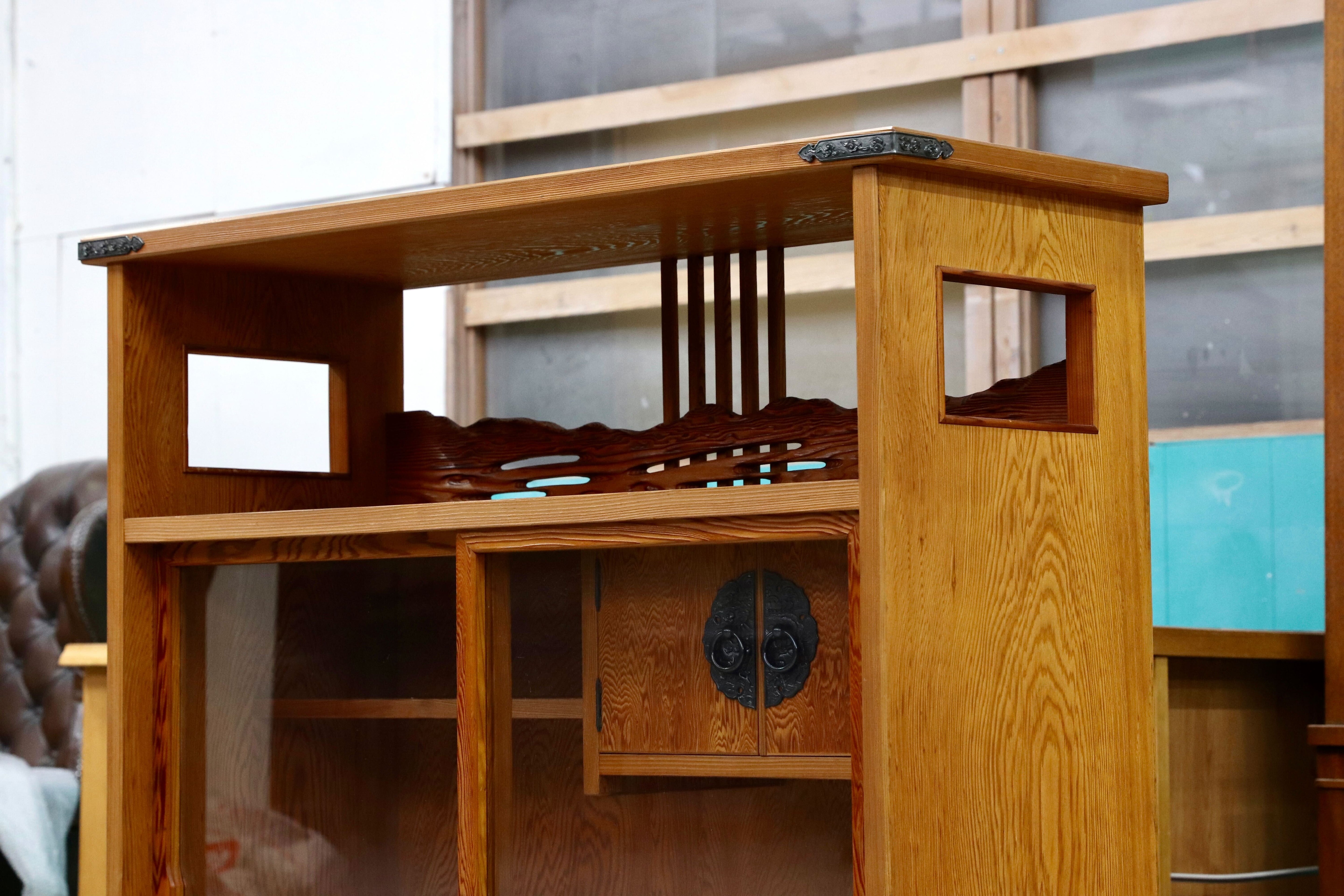 GMHH466○世界遺産屋久杉 茶棚 飾り棚 サイドボード リビングボード 和家具 和モダン 煎茶道具 レトロ 和室 座敷