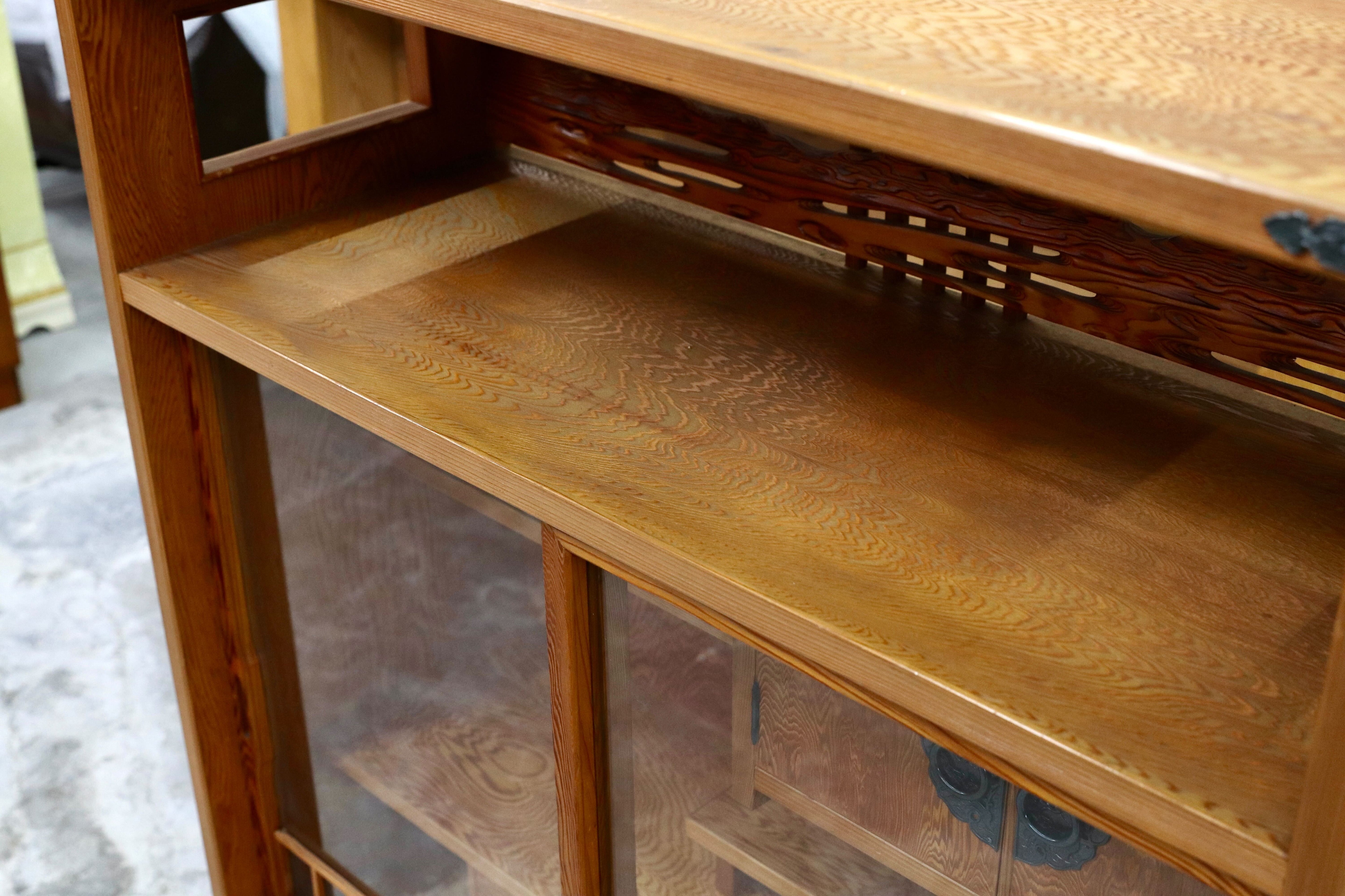 GMHH466○世界遺産屋久杉 茶棚 飾り棚 サイドボード リビングボード 和家具 和モダン 煎茶道具 レトロ 和室 座敷