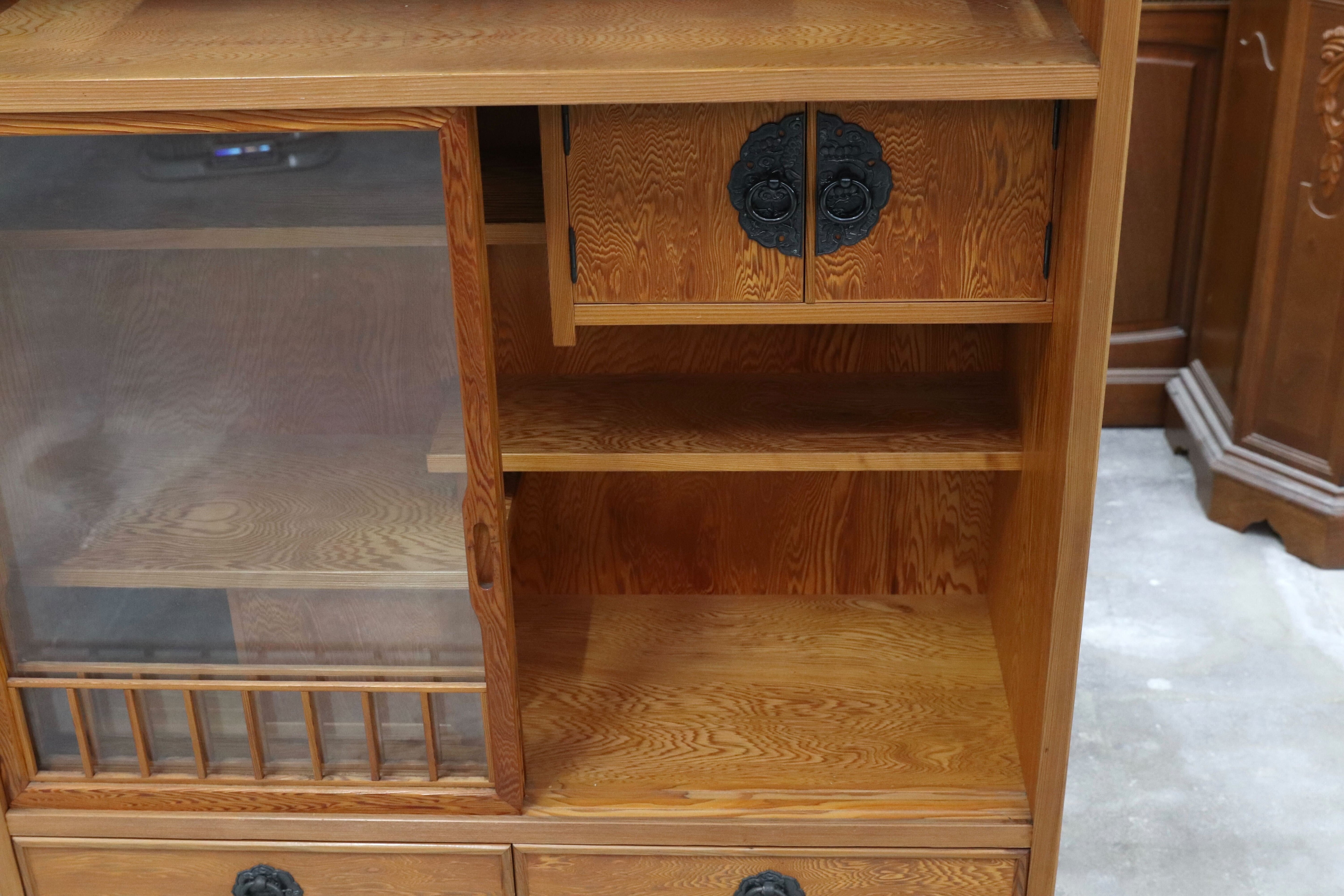 GMHH466○世界遺産屋久杉 茶棚 飾り棚 サイドボード リビングボード 和家具 和モダン 煎茶道具 レトロ 和室 座敷