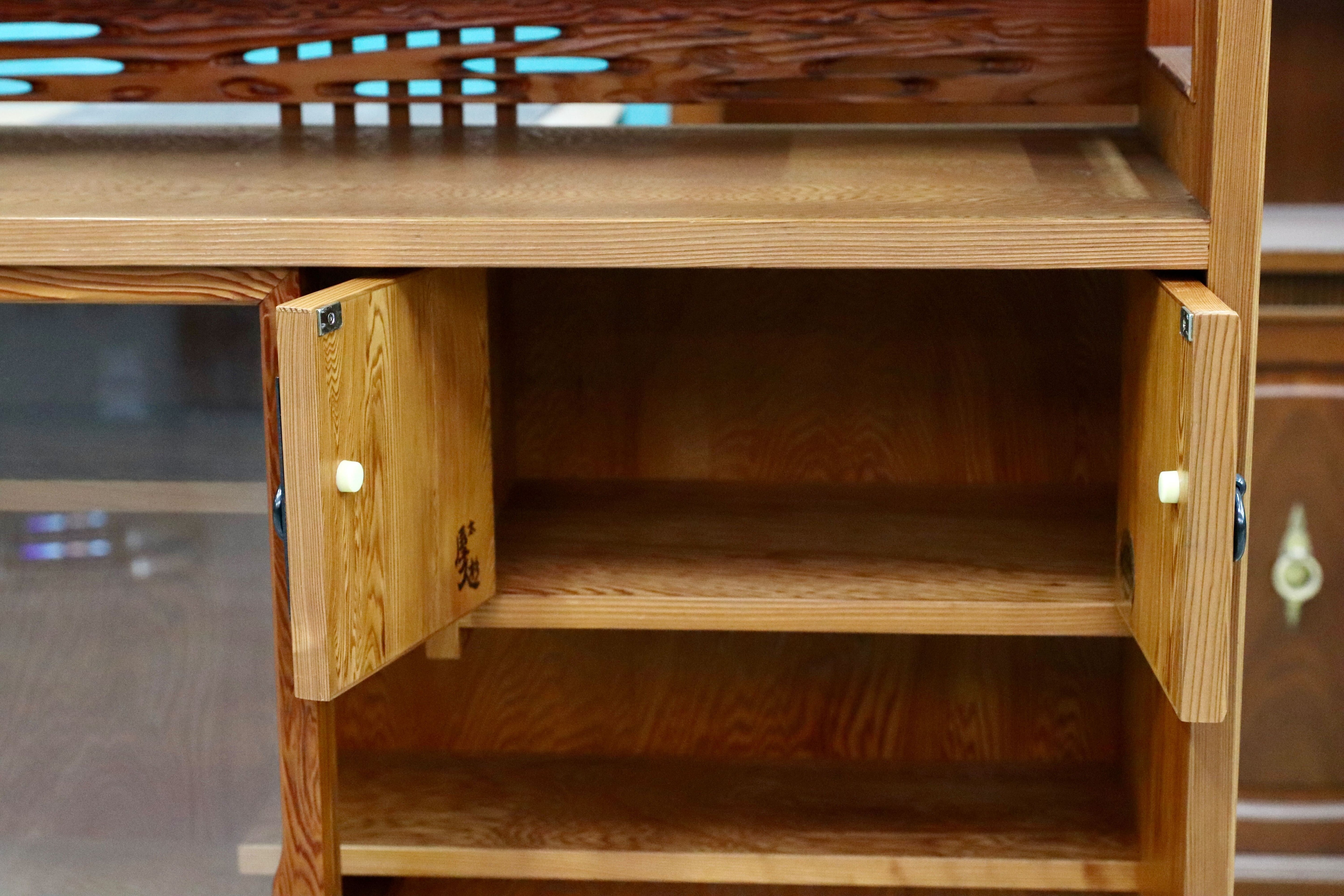 GMHH466○世界遺産屋久杉 茶棚 飾り棚 サイドボード リビングボード 和家具 和モダン 煎茶道具 レトロ 和室 座敷