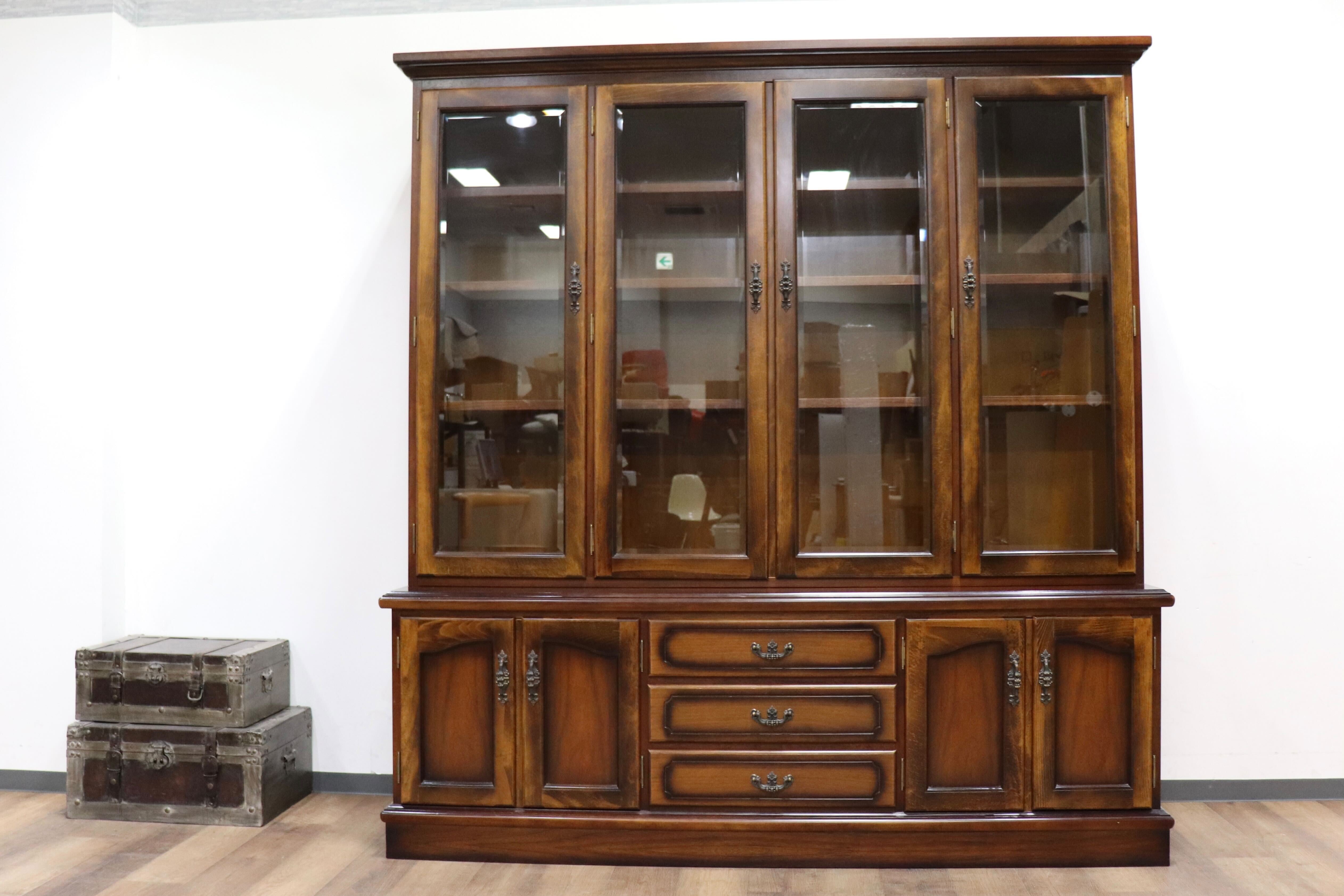 GMHH504○karimoku / カリモク コロニアル キャビネット 飾り棚 食器棚 キッチンボード リビング収納棚 書棚 水屋 カップボード 国産家具