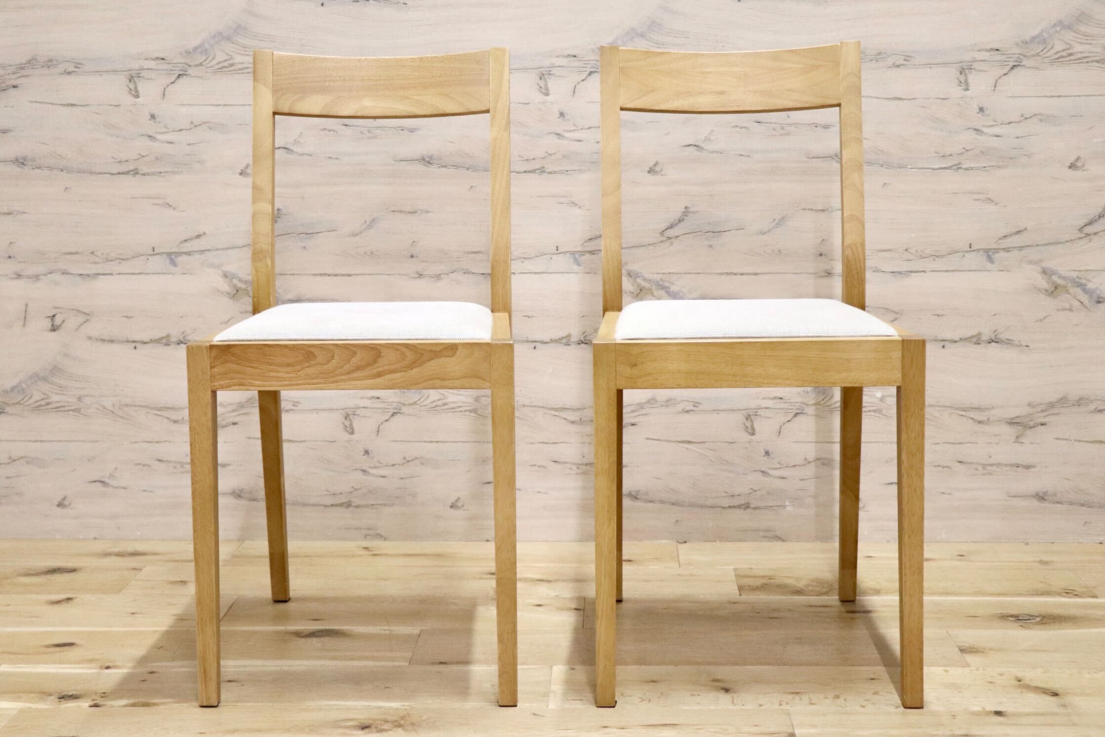 GMIK939○無印良品 / MUJI ダイニングチェア 2脚セット 椅子 チェア ファブリック シンプル ナチュラル 天然木