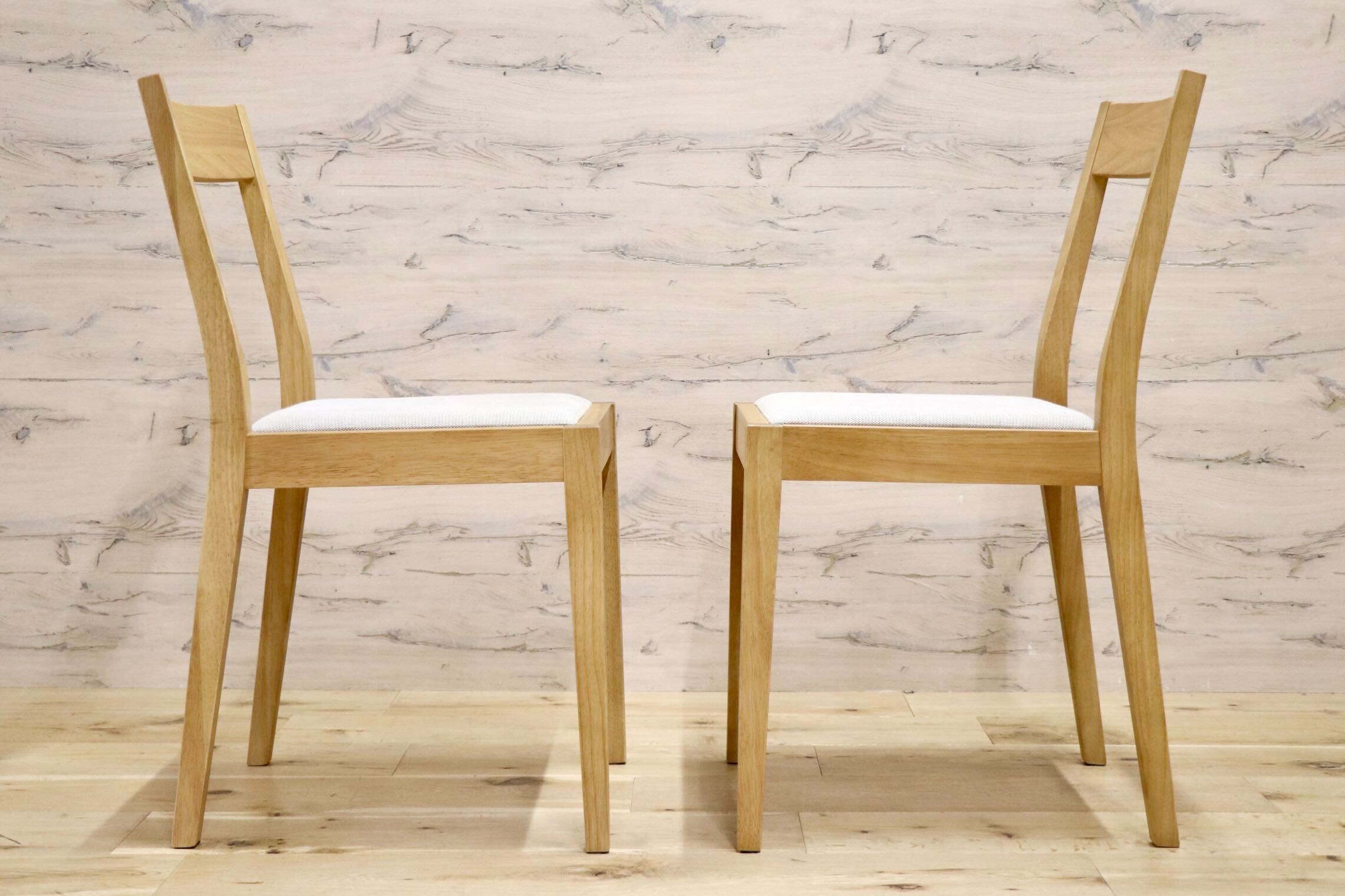 GMIK939○無印良品 / MUJI ダイニングチェア 2脚セット 椅子 チェア ファブリック シンプル ナチュラル 天然木