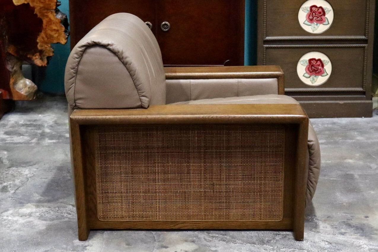 GMJK391D○浜本工芸 / HAMAMOTO 1人掛けソファ シングルソファ アームチェア 椅子 本革 楢材 レトロ ヴィンテージ 国産家具
