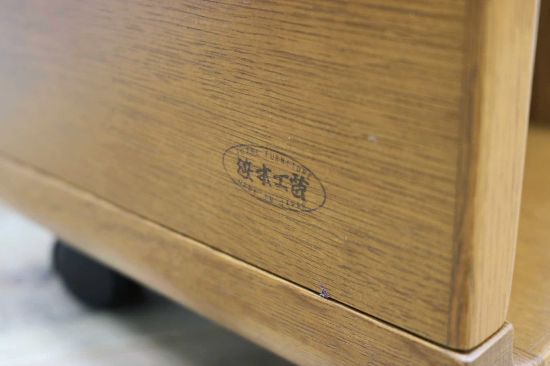 GMIK591○浜本工芸 / HAMAMOTO サイドテーブル リビングワゴン ローテーブル 花台 飾り台 キャスター付き 楢材 国産家具